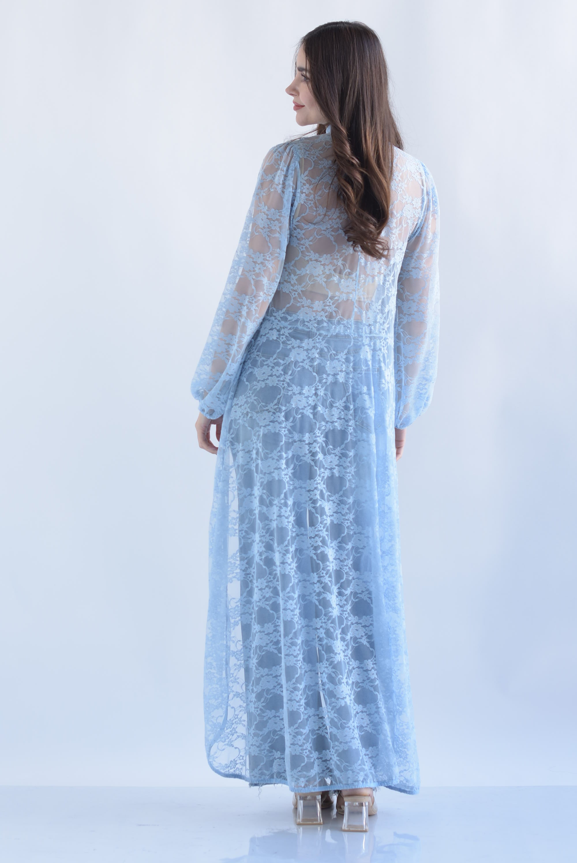 Maxi blusa asimétrica encaje