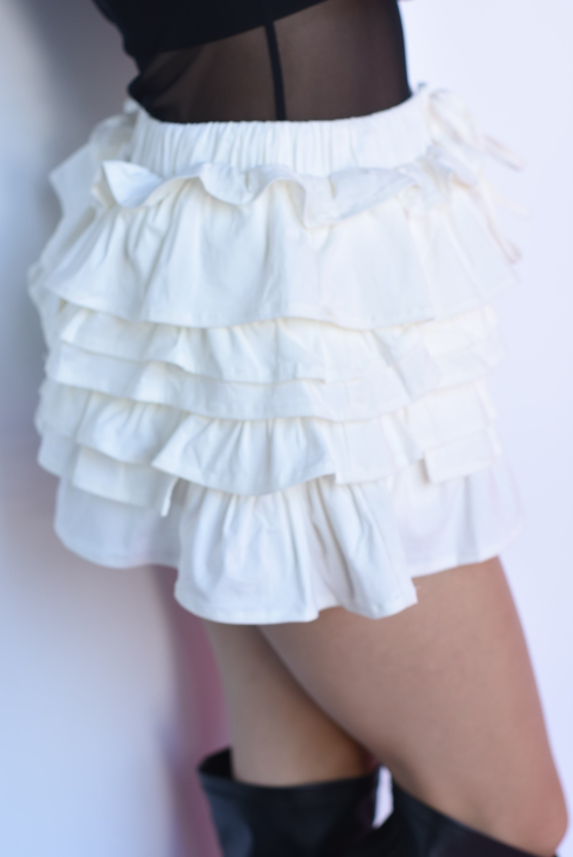 Falda-Short olanes jareta Blanco