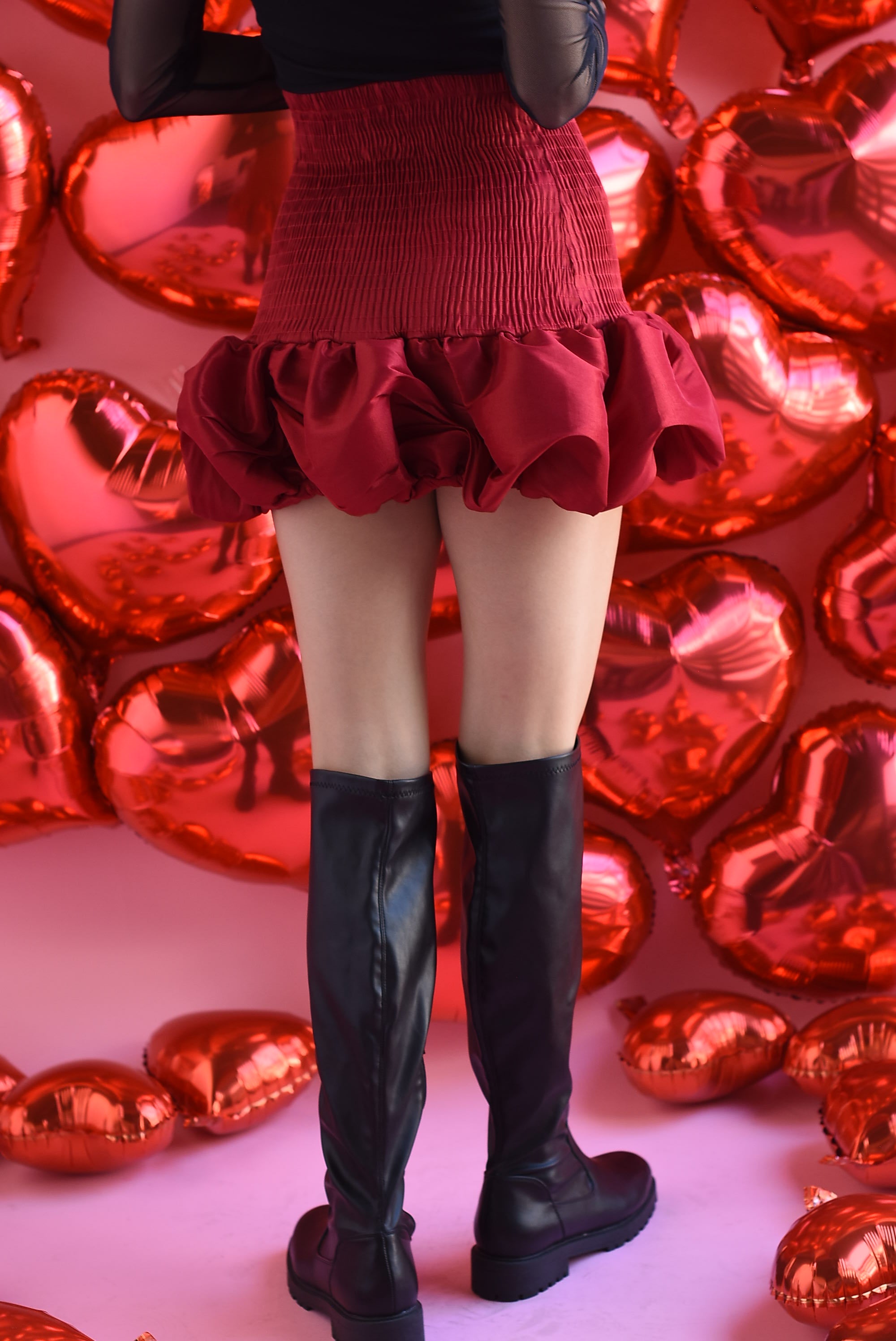 Falda mini elástico globo Rojo