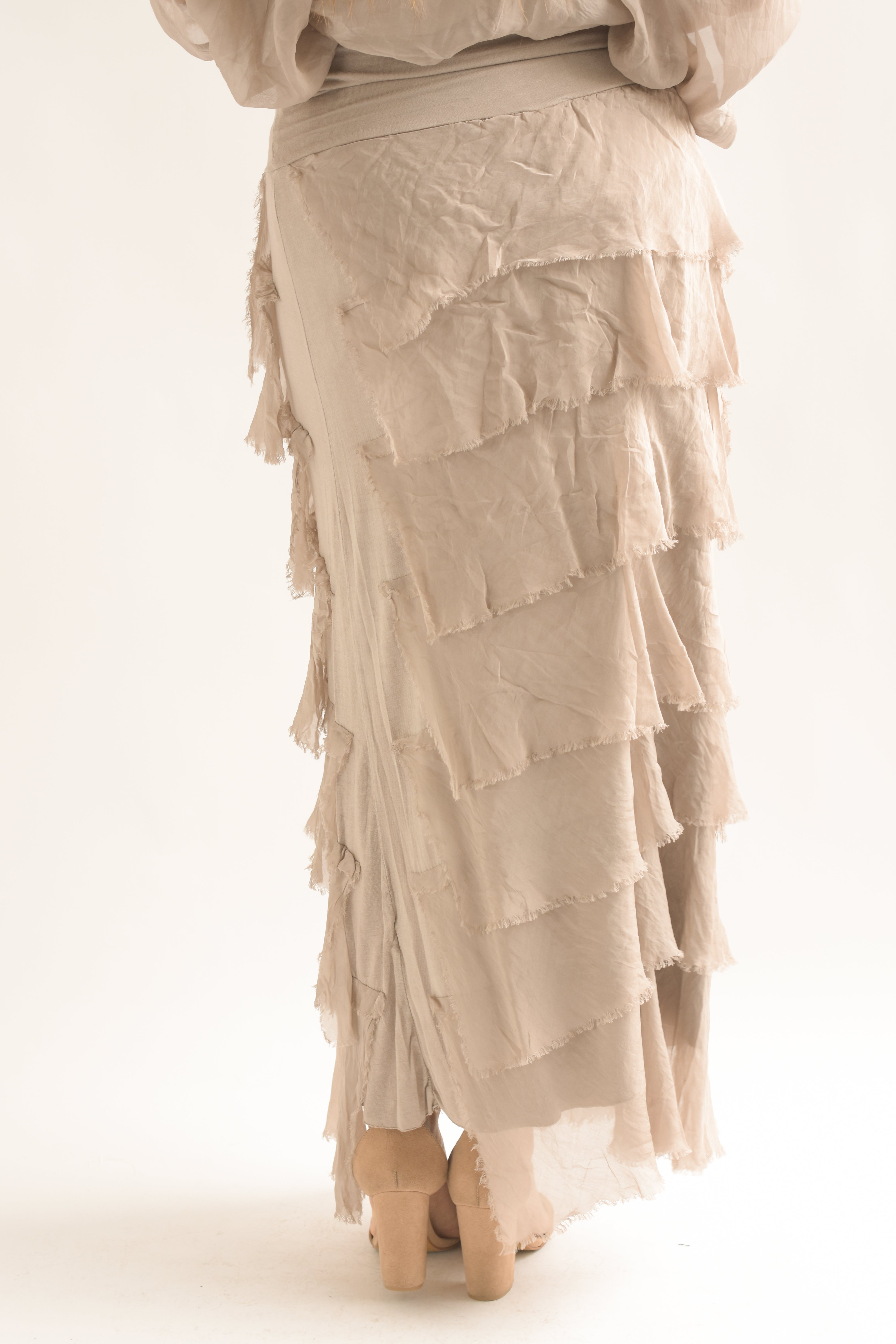 Set Falda larga olanes y Blusón Greige