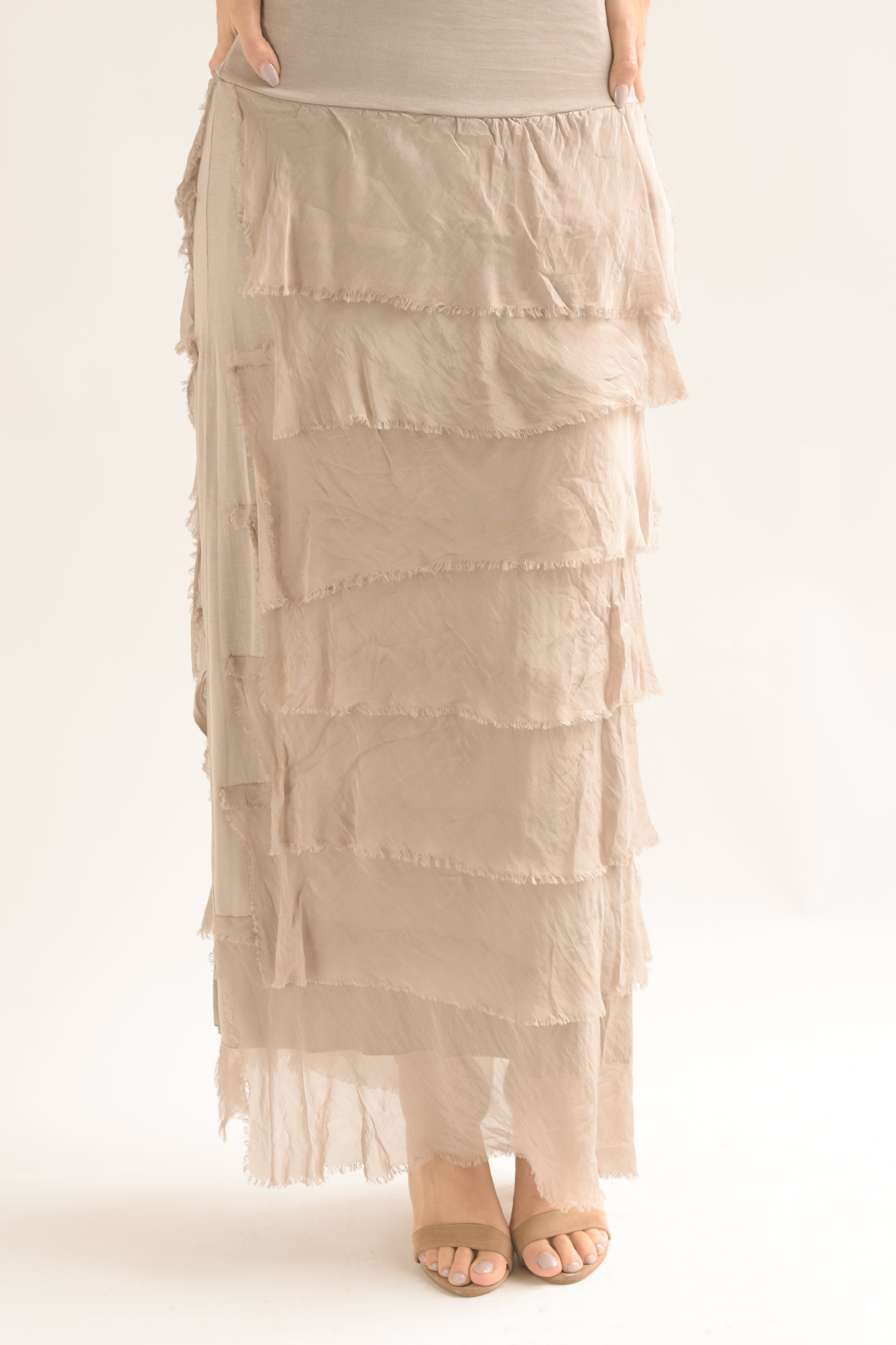 Set Falda larga olanes y Blusón Greige