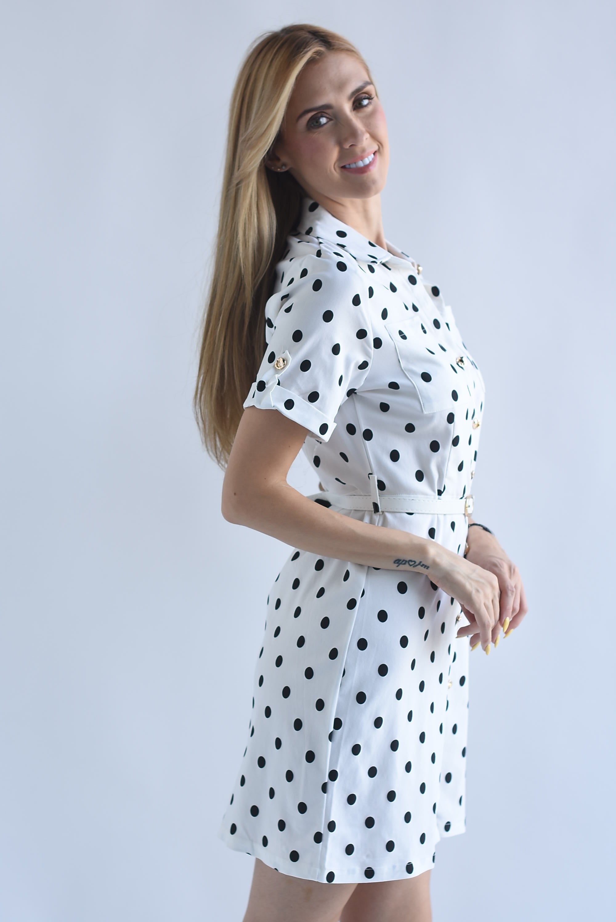 Vestido Denim polka dots