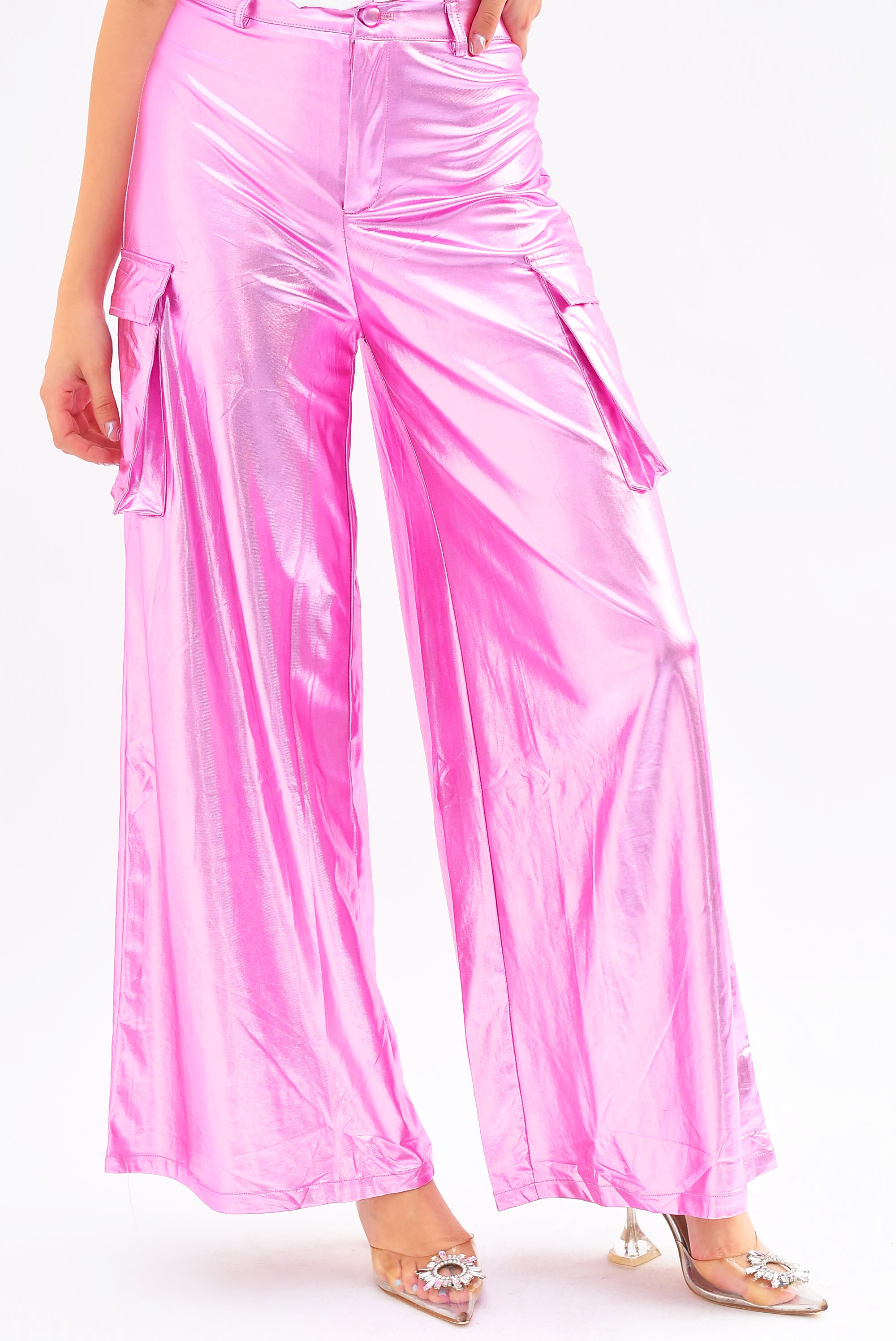 Pantalón cargo metálico Rosa