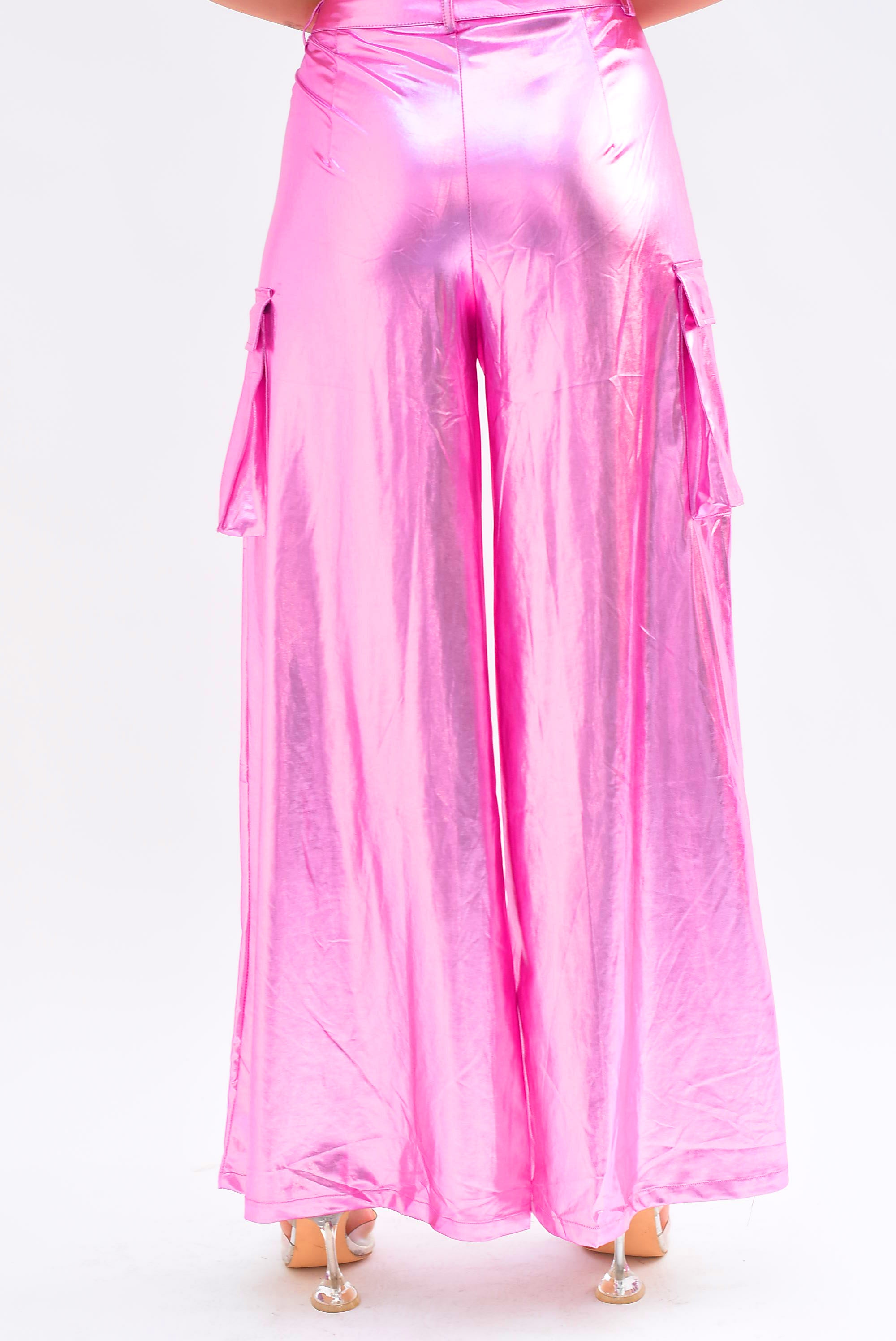 Pantalón cargo metálico Rosa