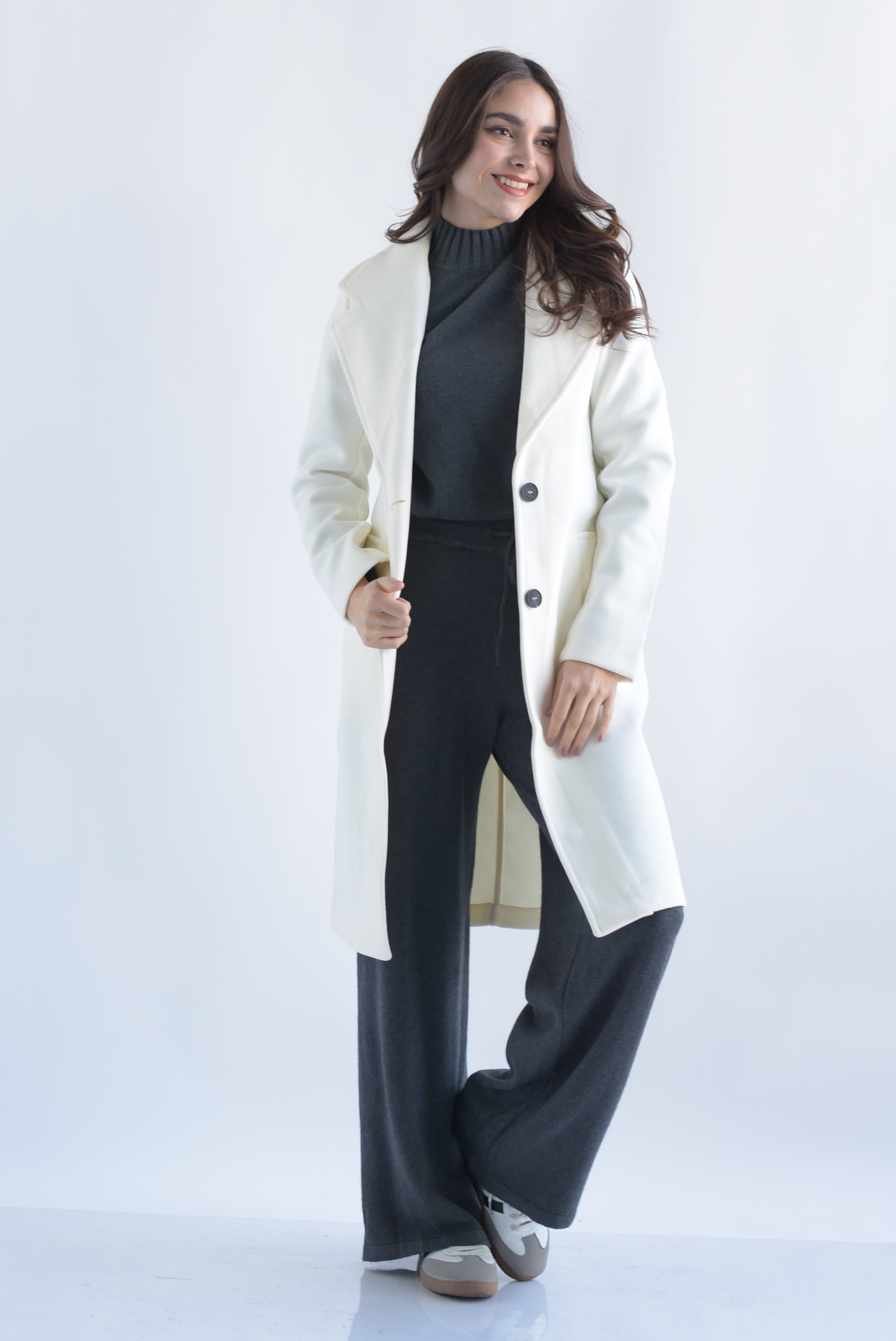 Abrigo fleece bolsillos Ivory