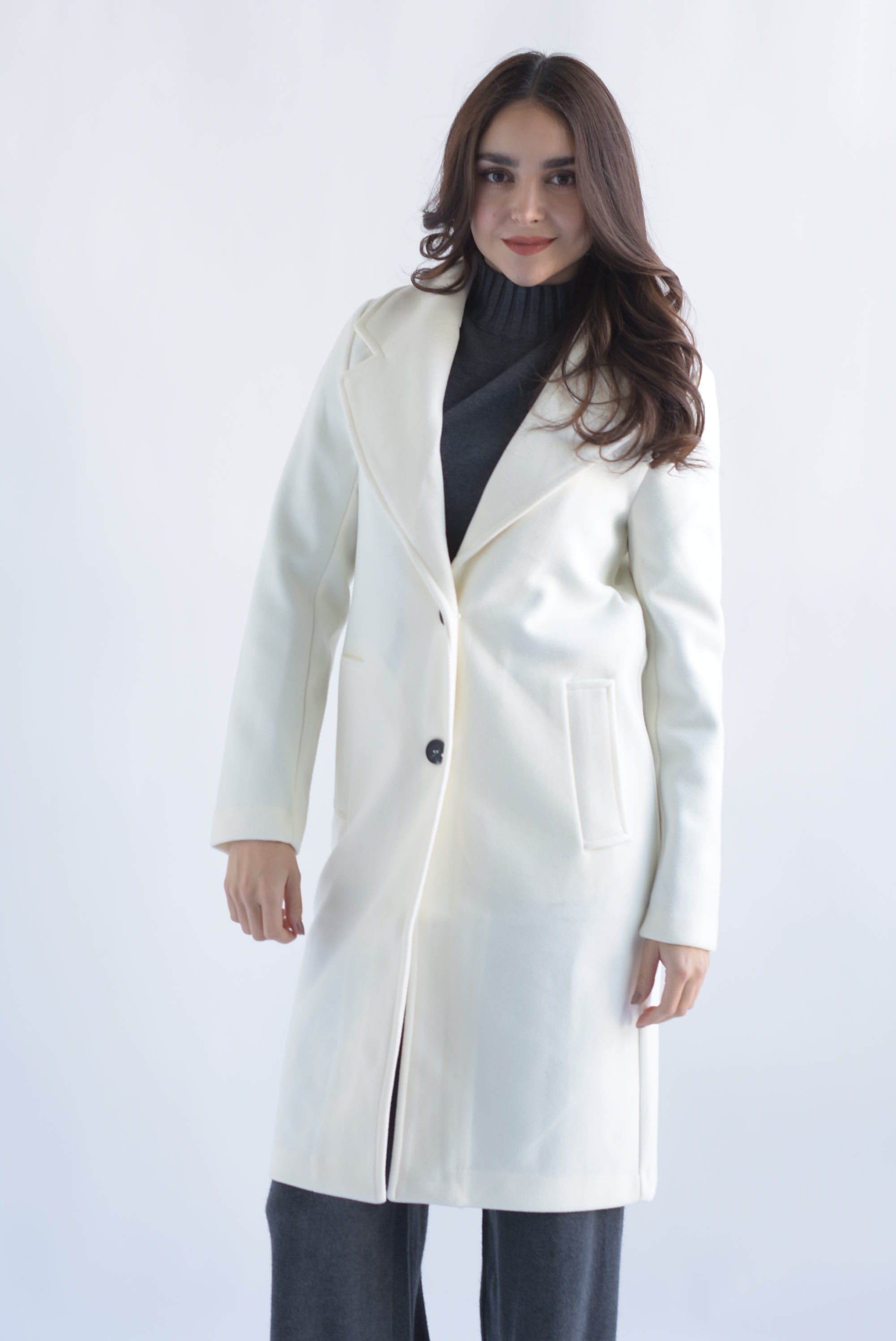 Abrigo fleece bolsillos Ivory