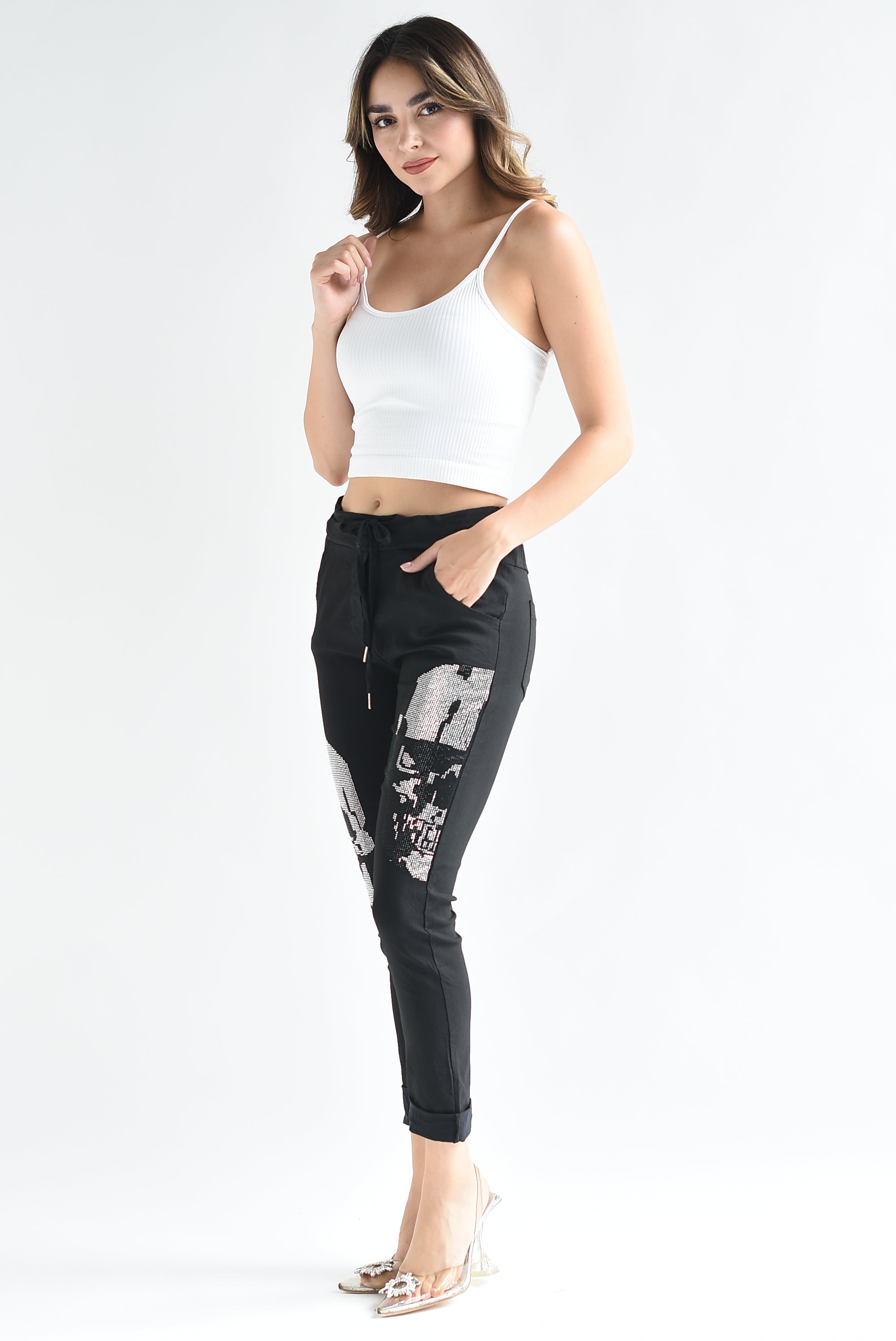 Jogger italiano calaveras Negro
