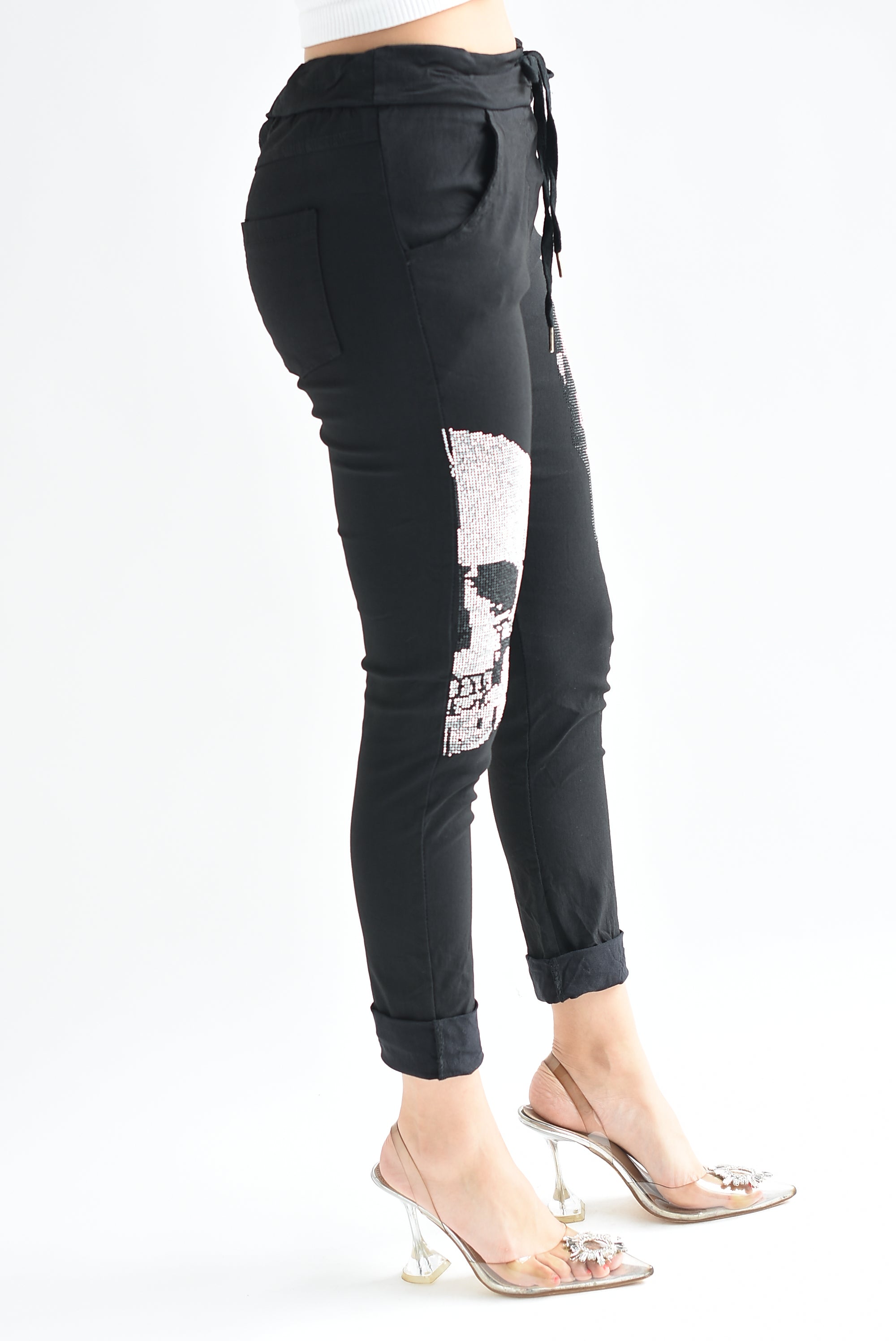 Jogger italiano calaveras Negro