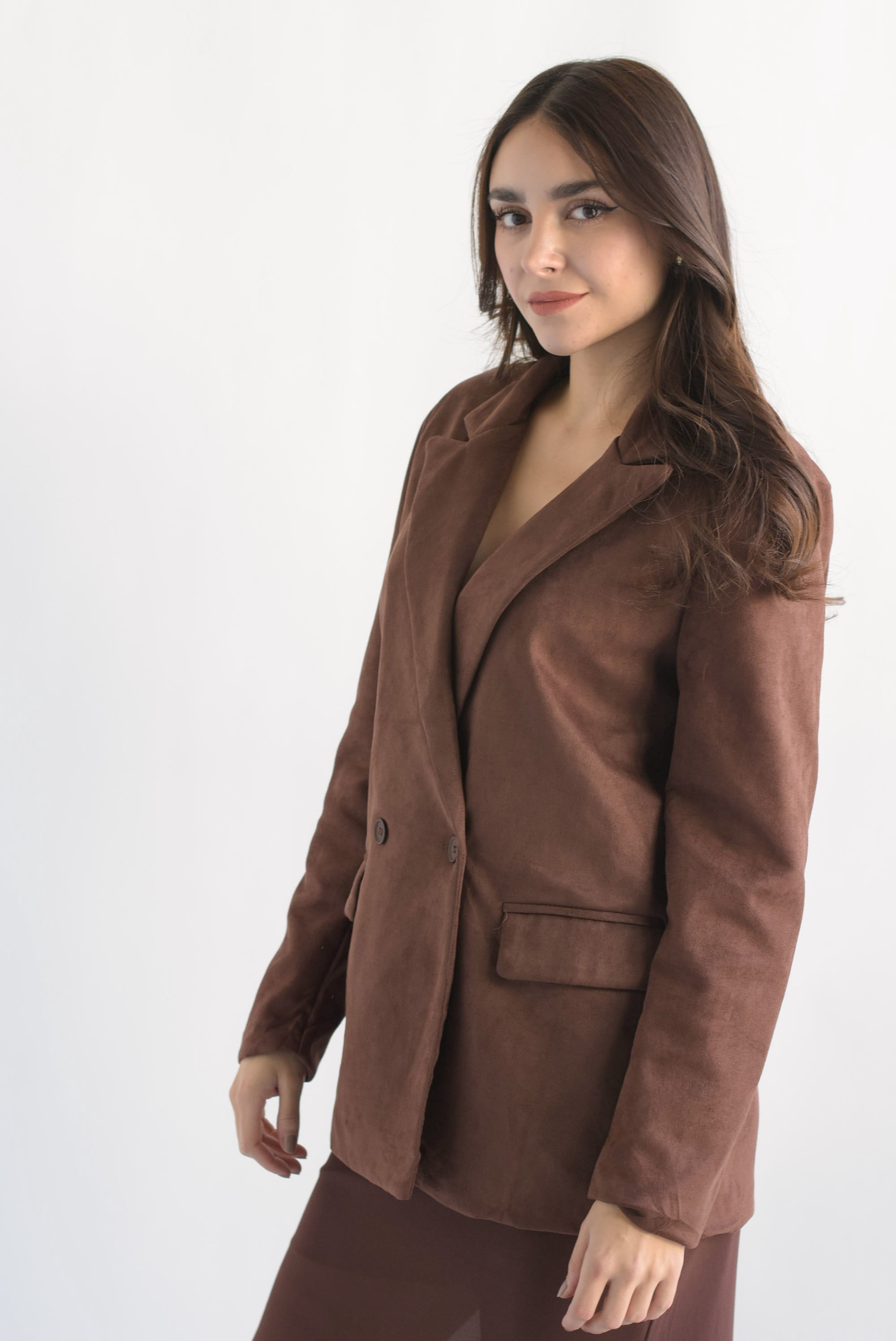 Blazer cruzado suede Café