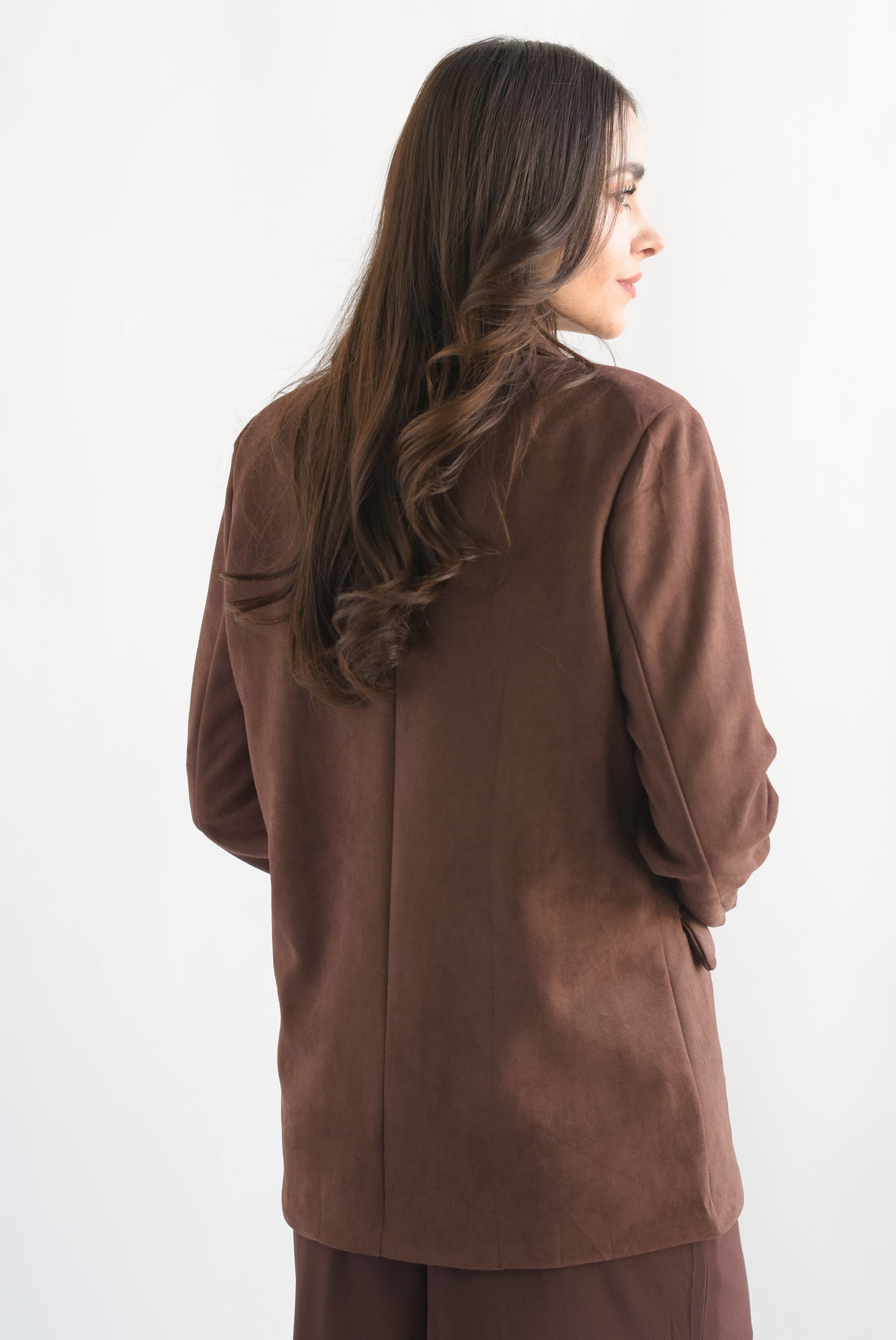 Blazer cruzado suede Café