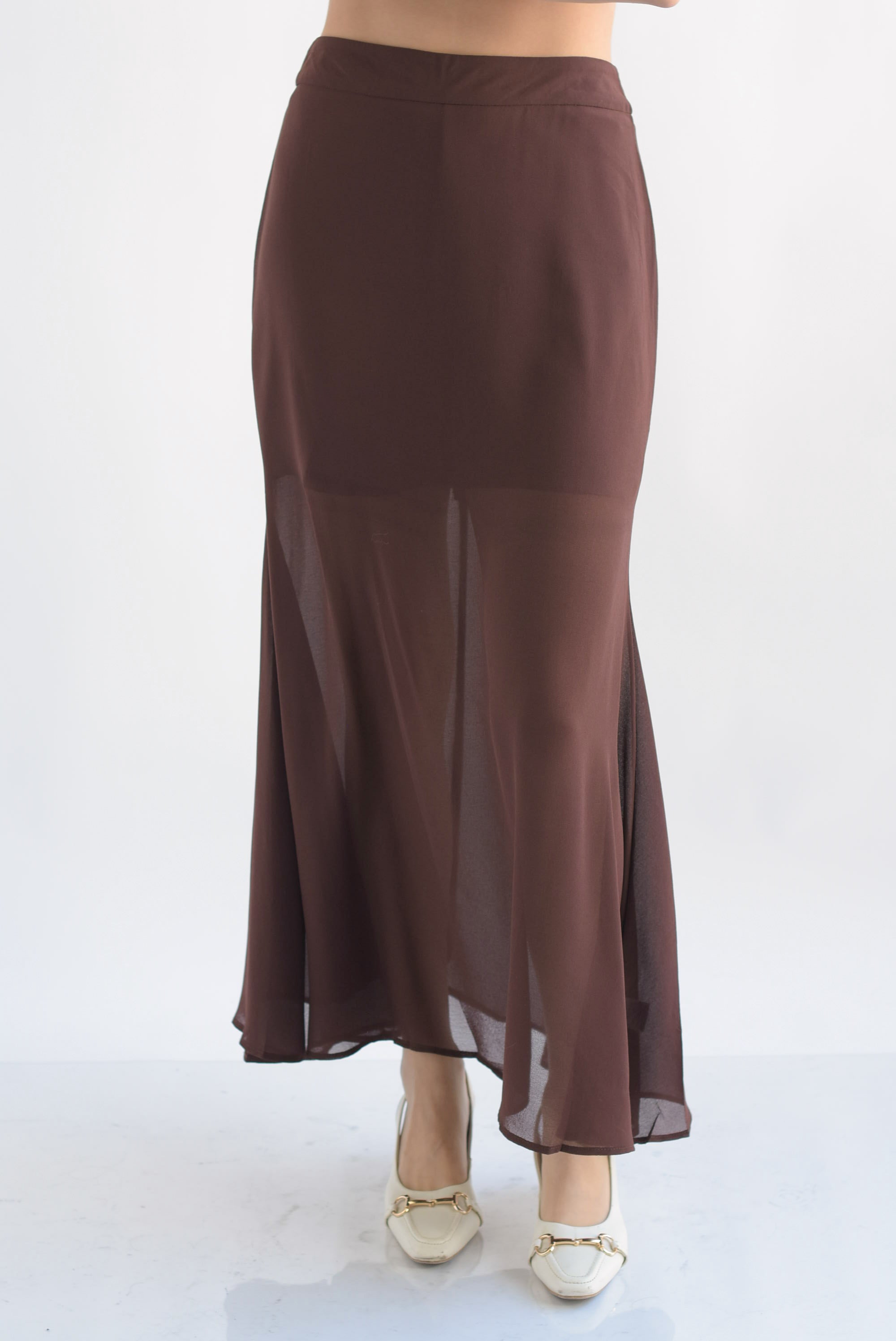 Falda sirena gasa con short Espresso