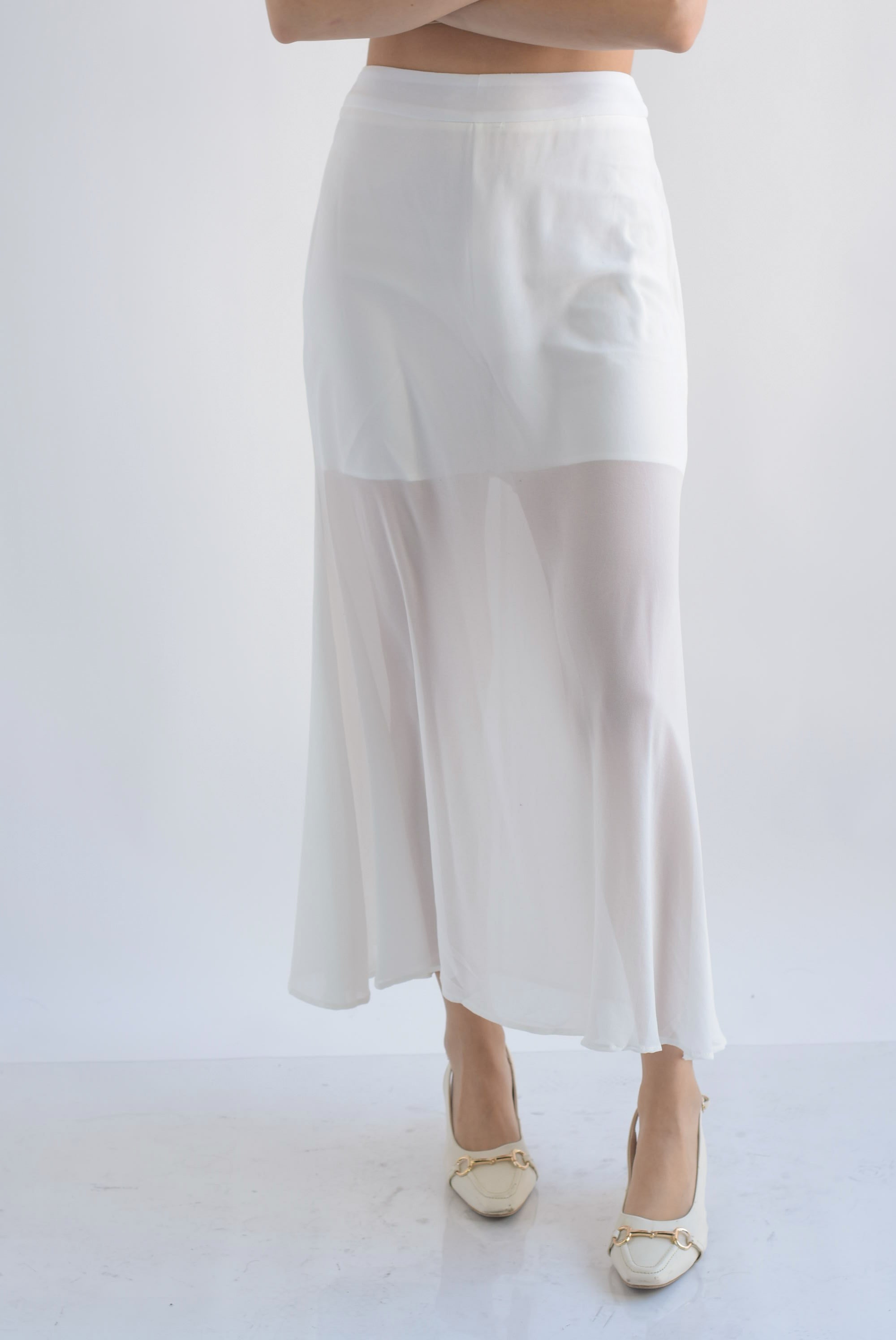 Falda sirena gasa con short Blanco