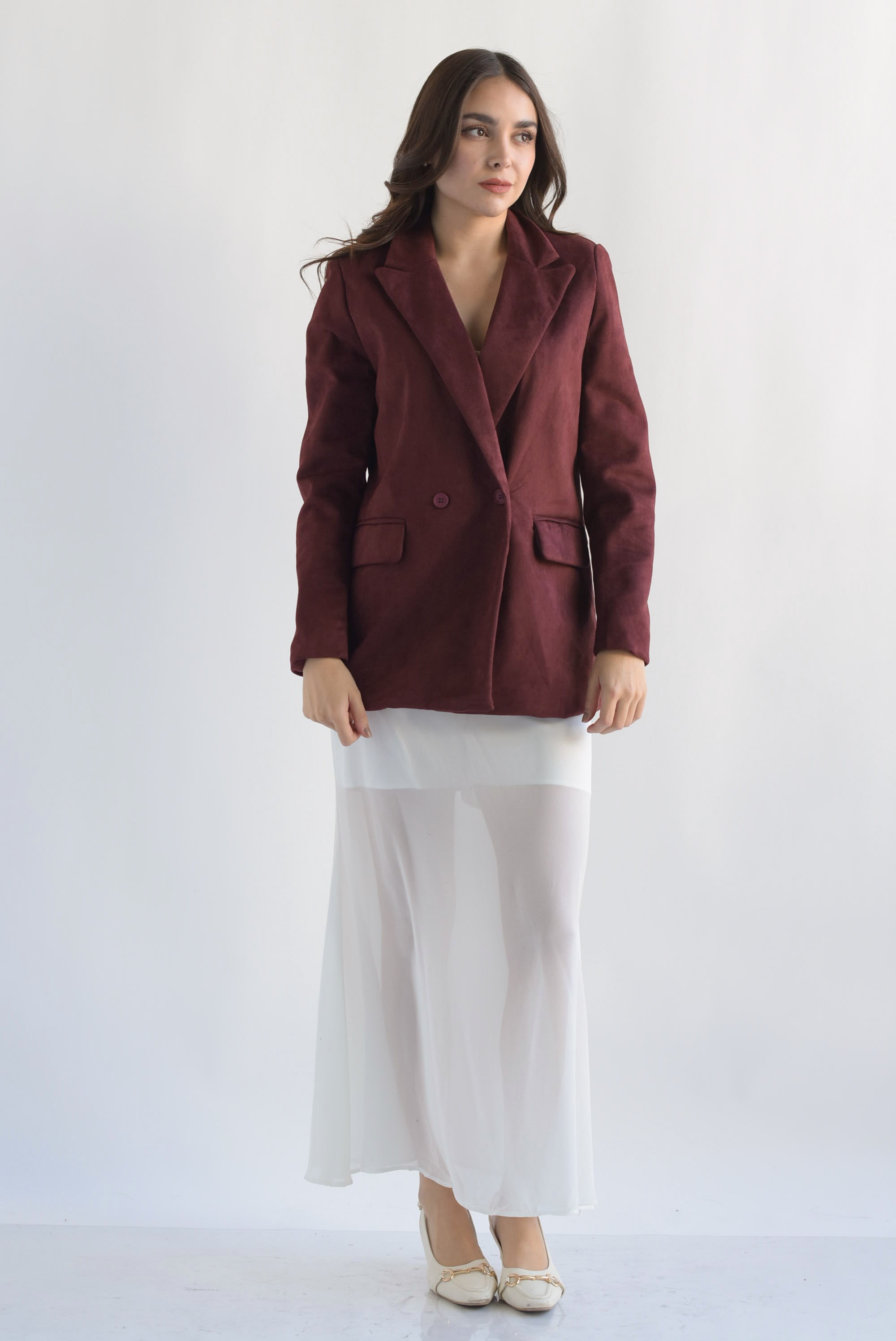 Falda sirena gasa con short Blanco