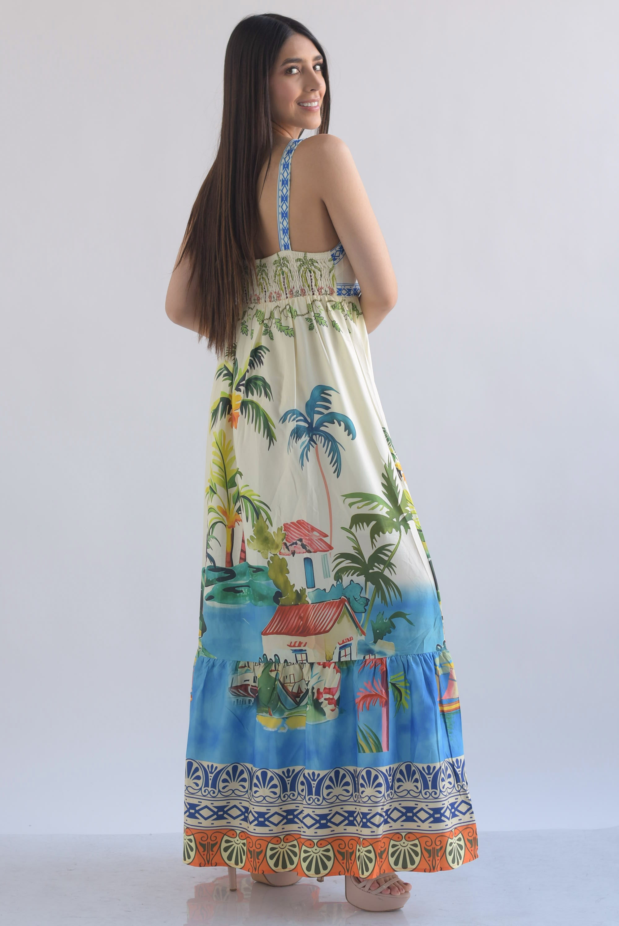 Vestido Tropical Palmeras tirantes