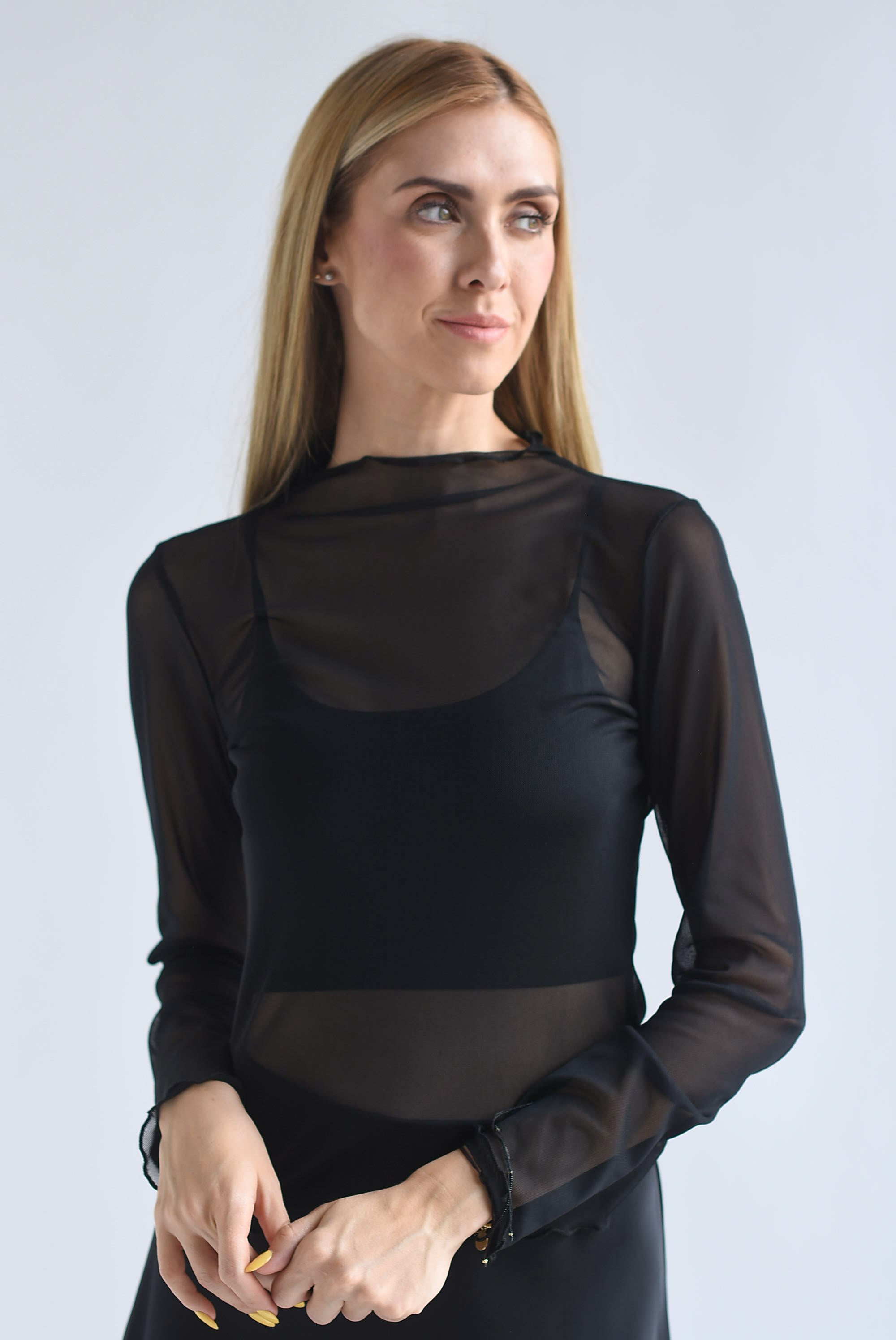 Blusa mesh manga larga