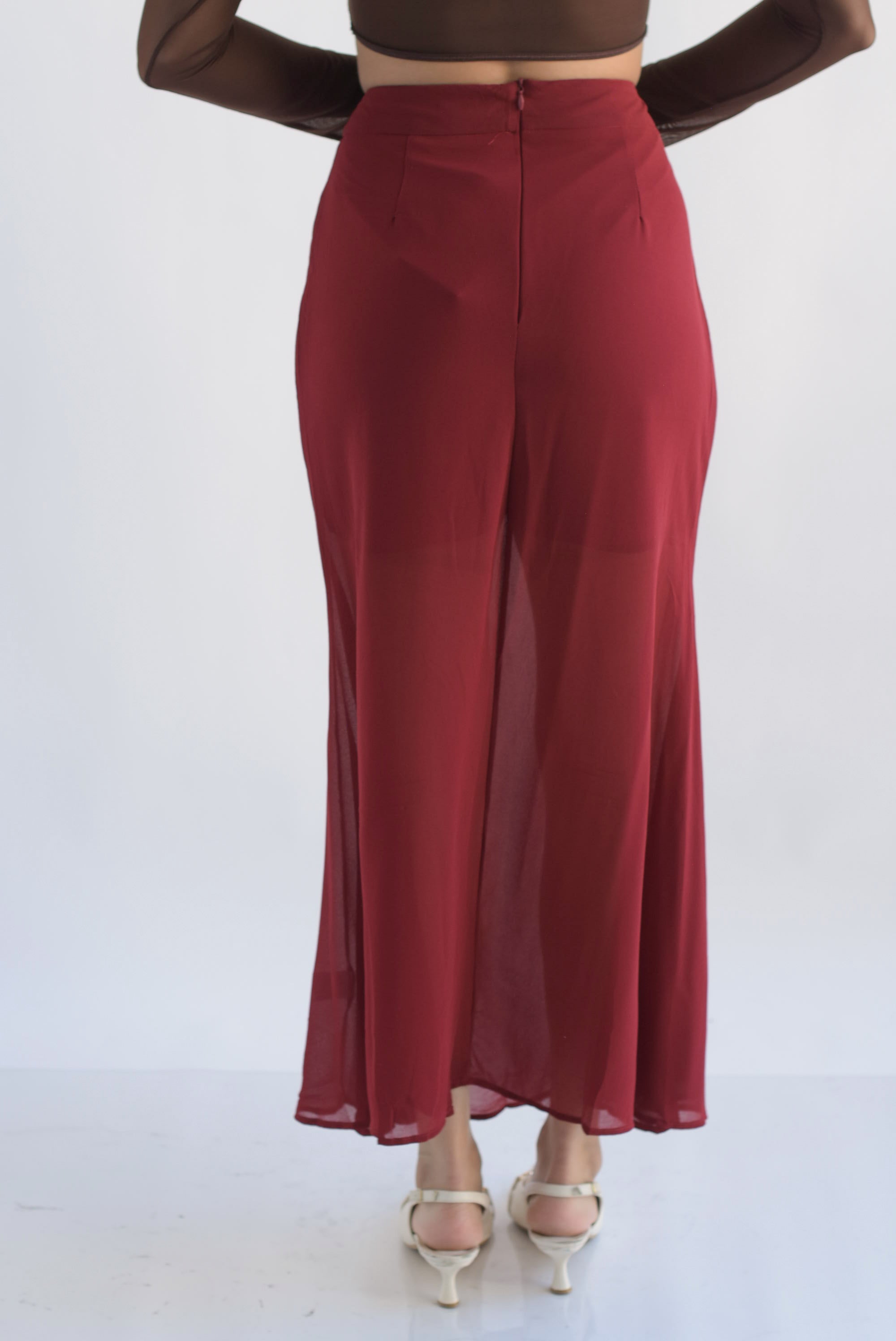 Falda sirena gasa con short Cherry Red