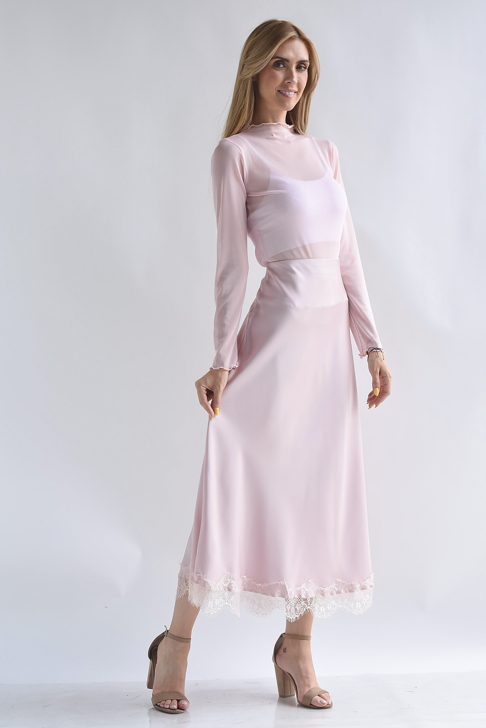 Falda midi lencera encaje