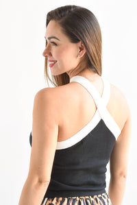 Fashion Styled Top cuello cruzado Negro