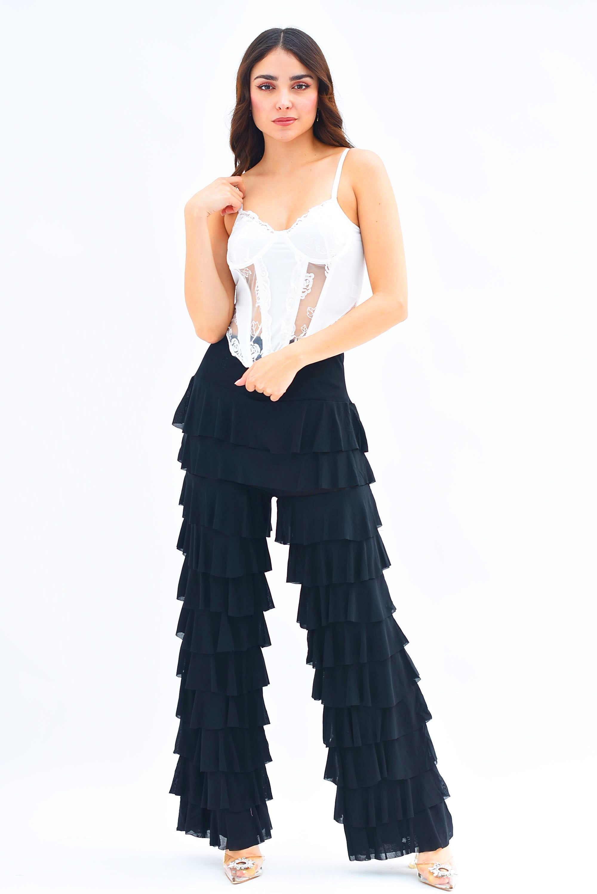 Corset encaje flores Blanco