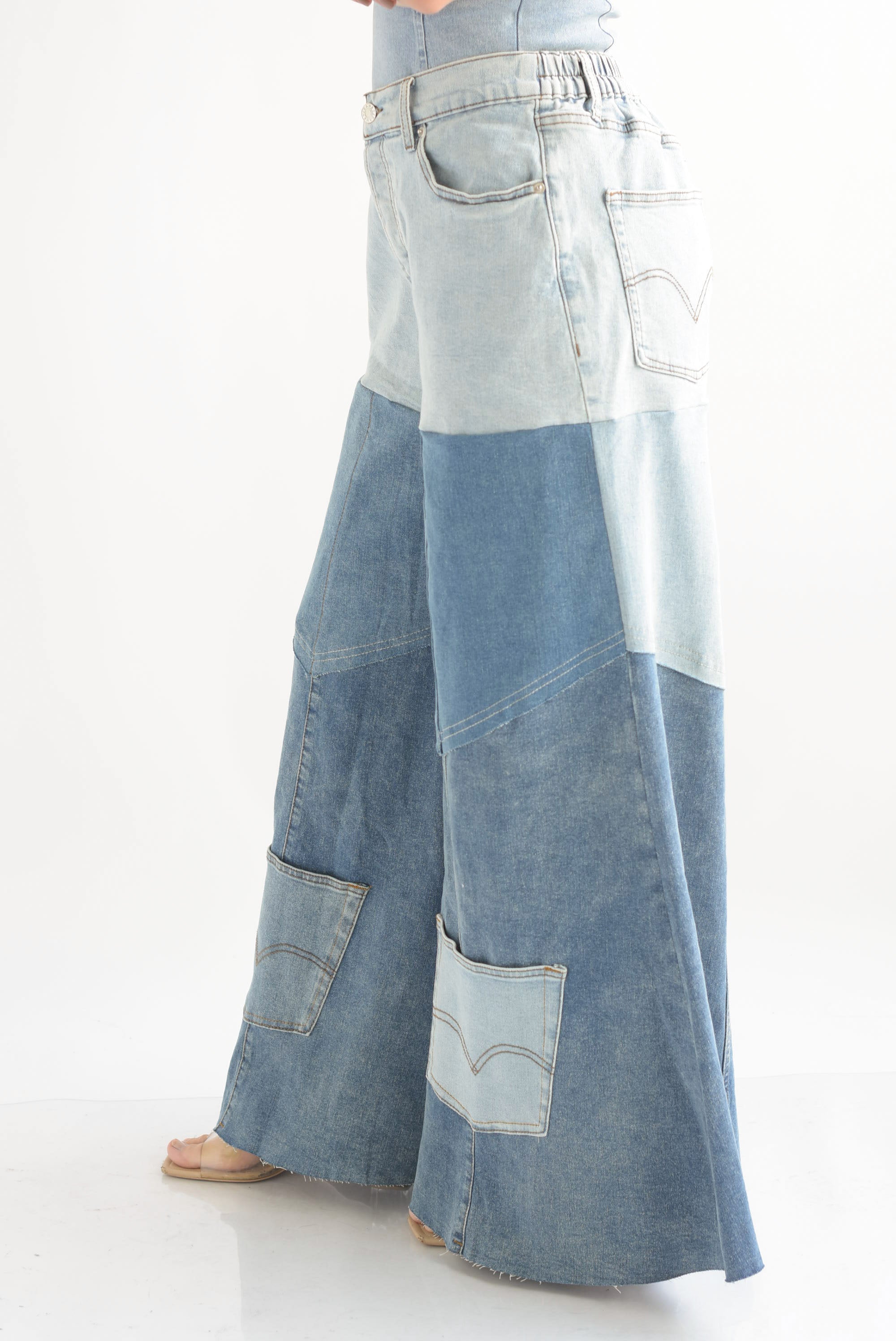 Jeans súper wide patchwork