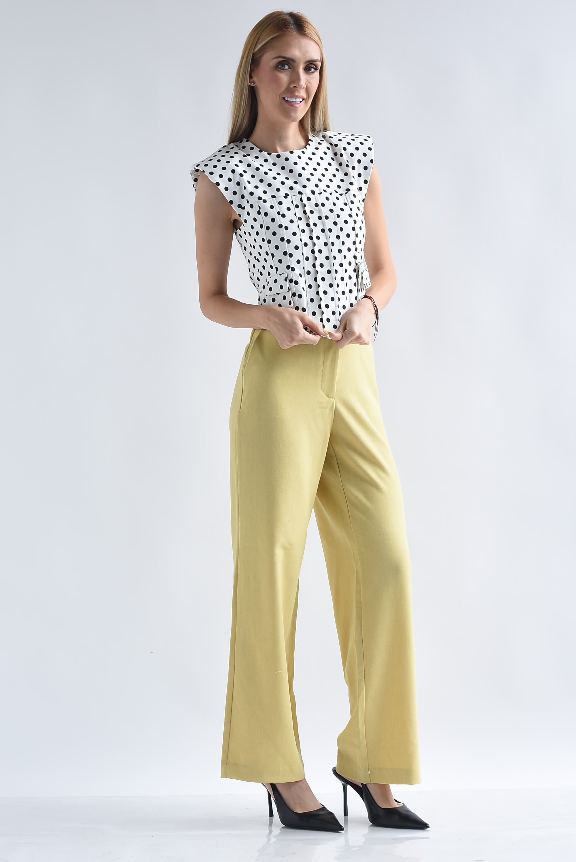 Blusa Denim polka dots bolsillos