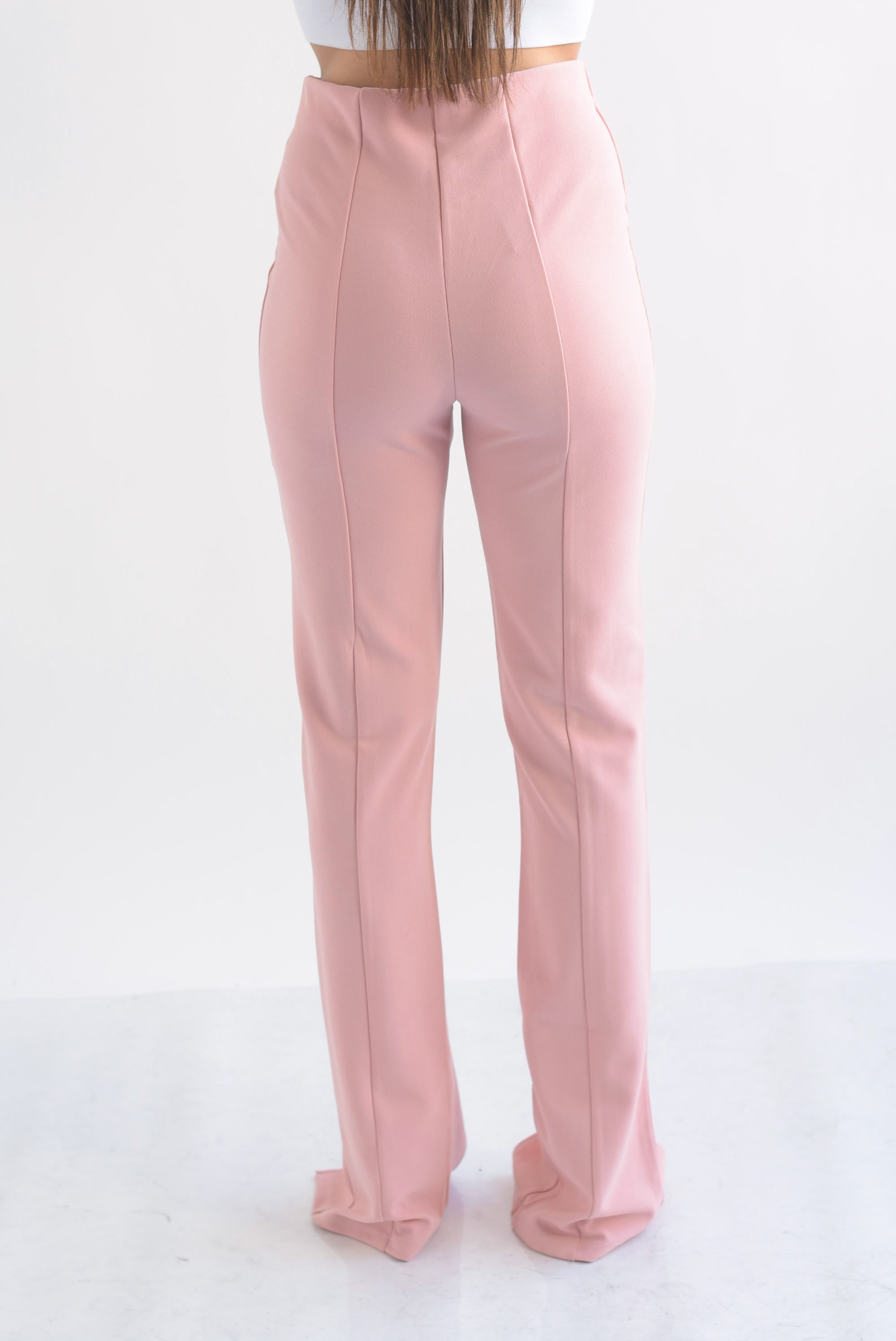 Pantalón recto con abertura Rosa