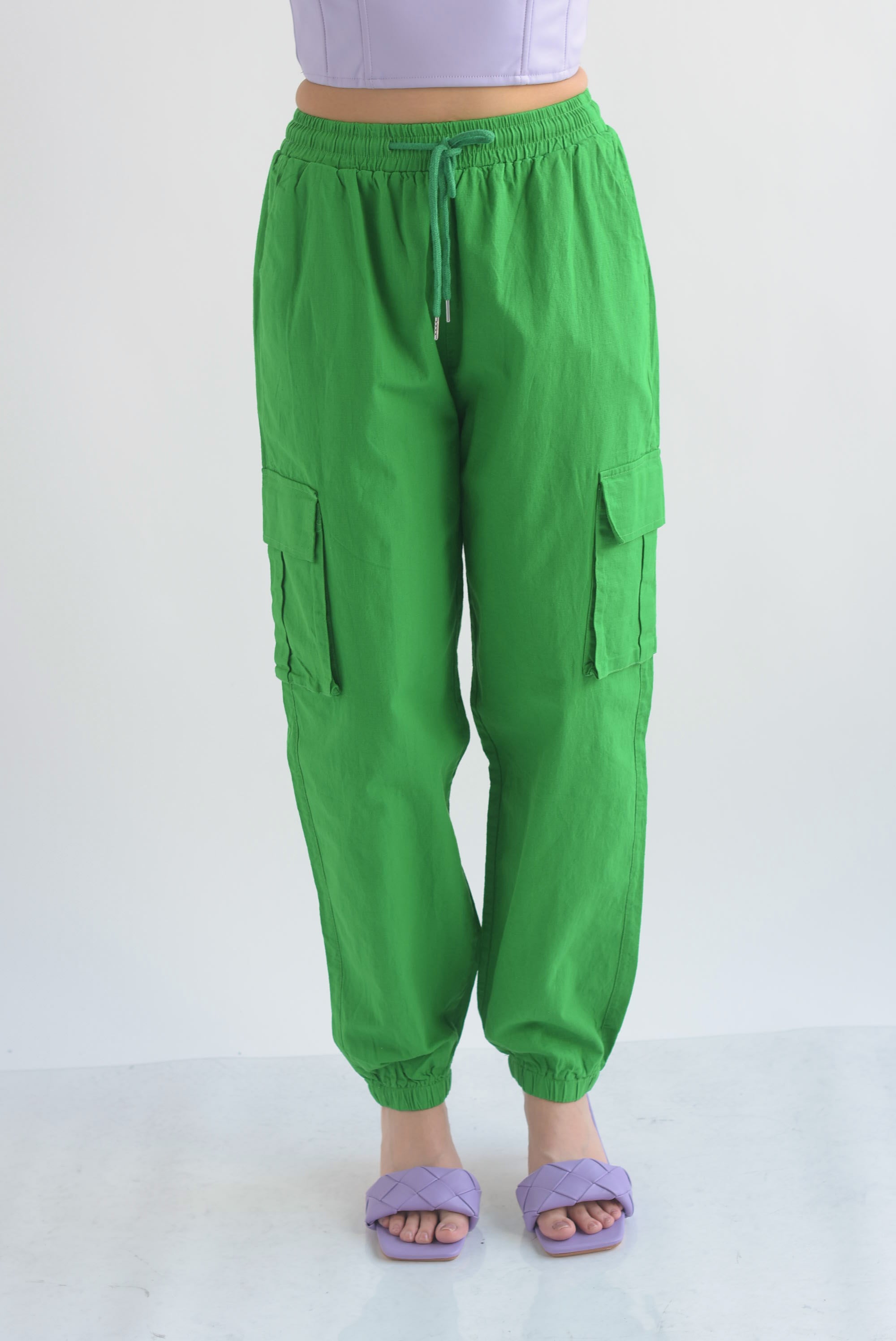 Jogger cargo lino Verde