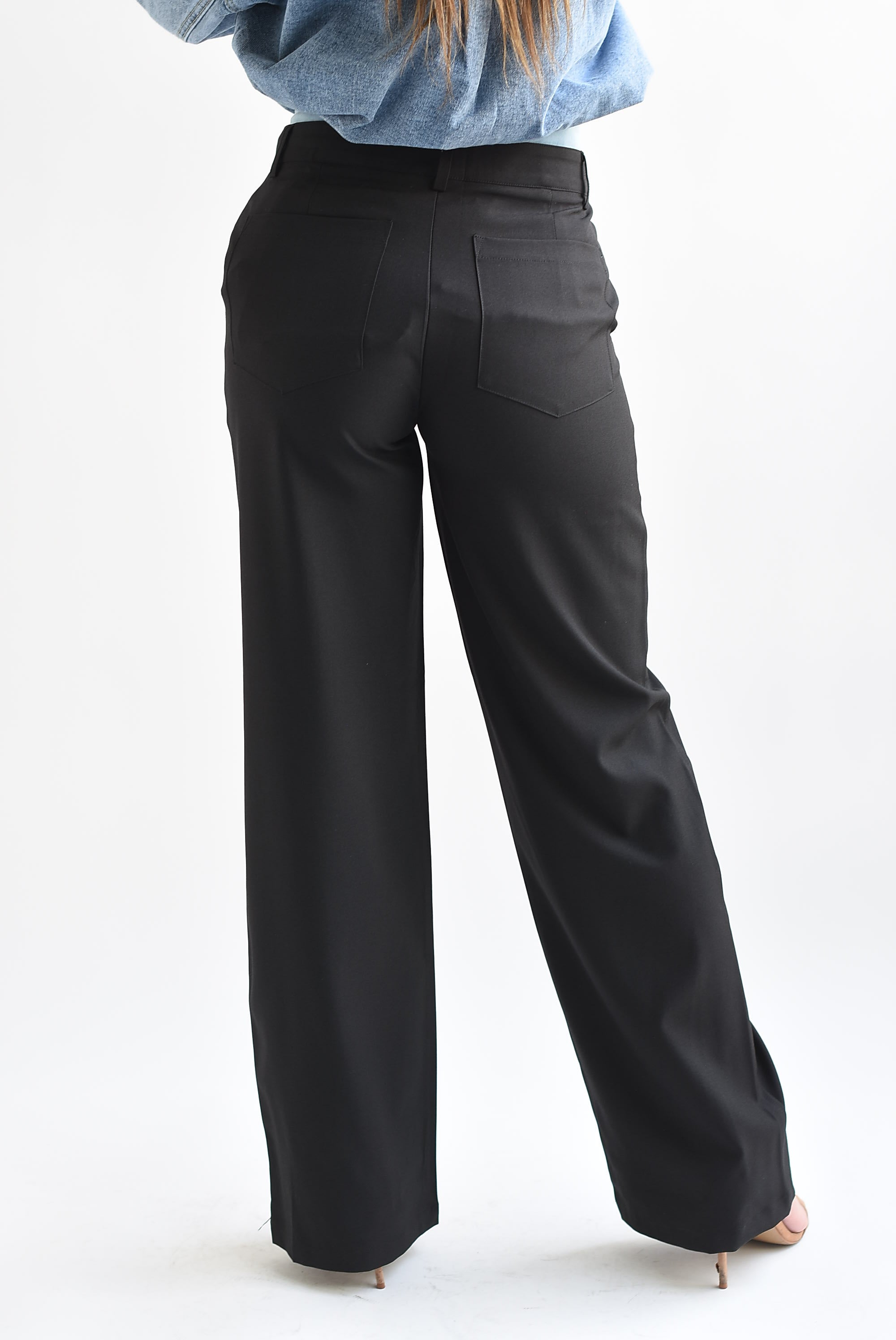 Pantalón sastre pretina Denim Negro