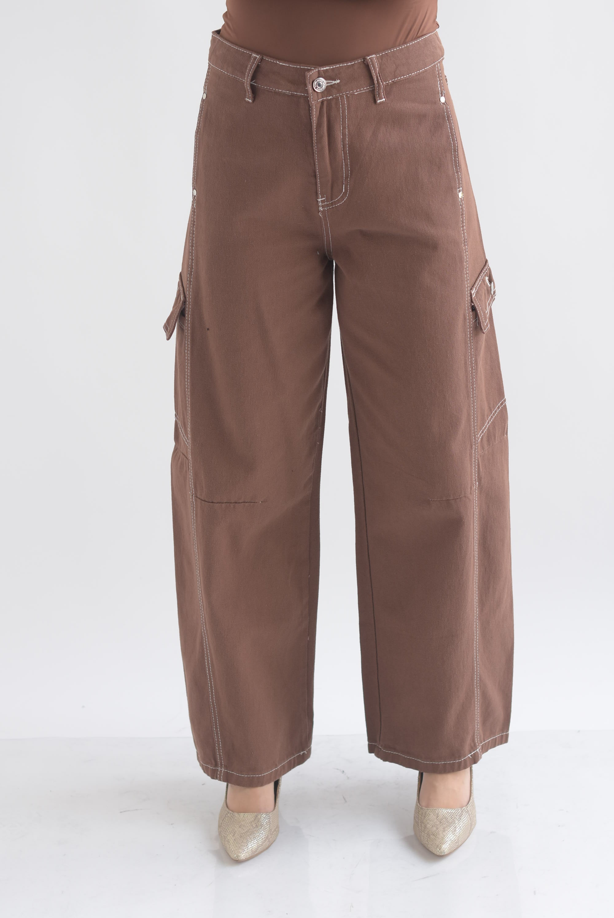 Jeans barrel costura