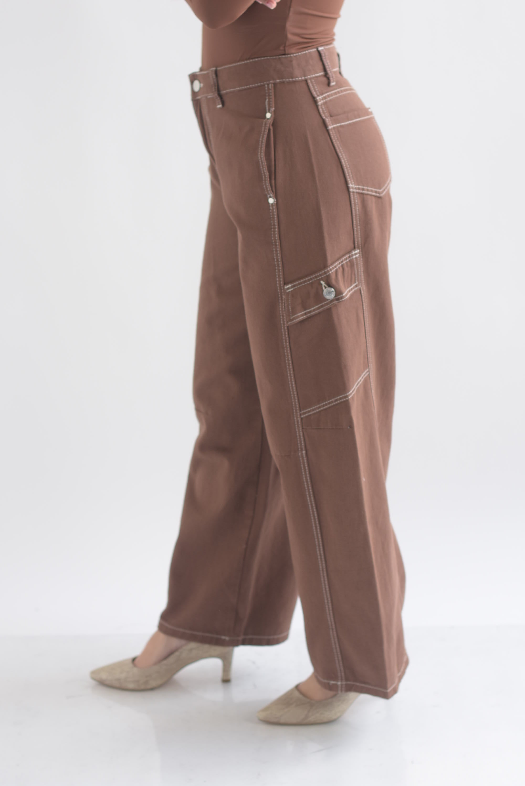 Jeans barrel costura