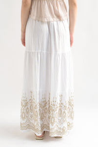 Fashion Styled Falda boho bordada Blanco