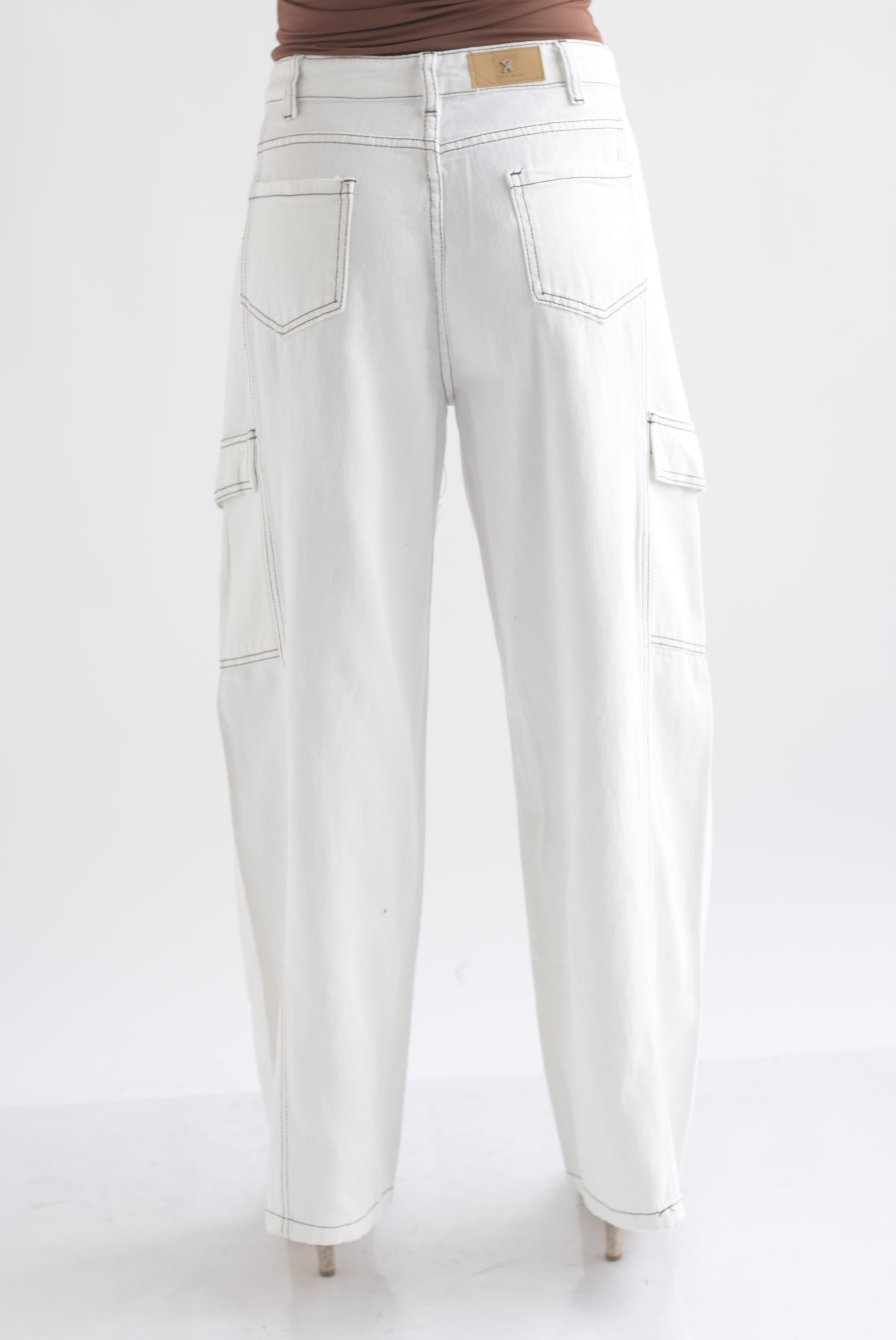 Jeans barrel costura