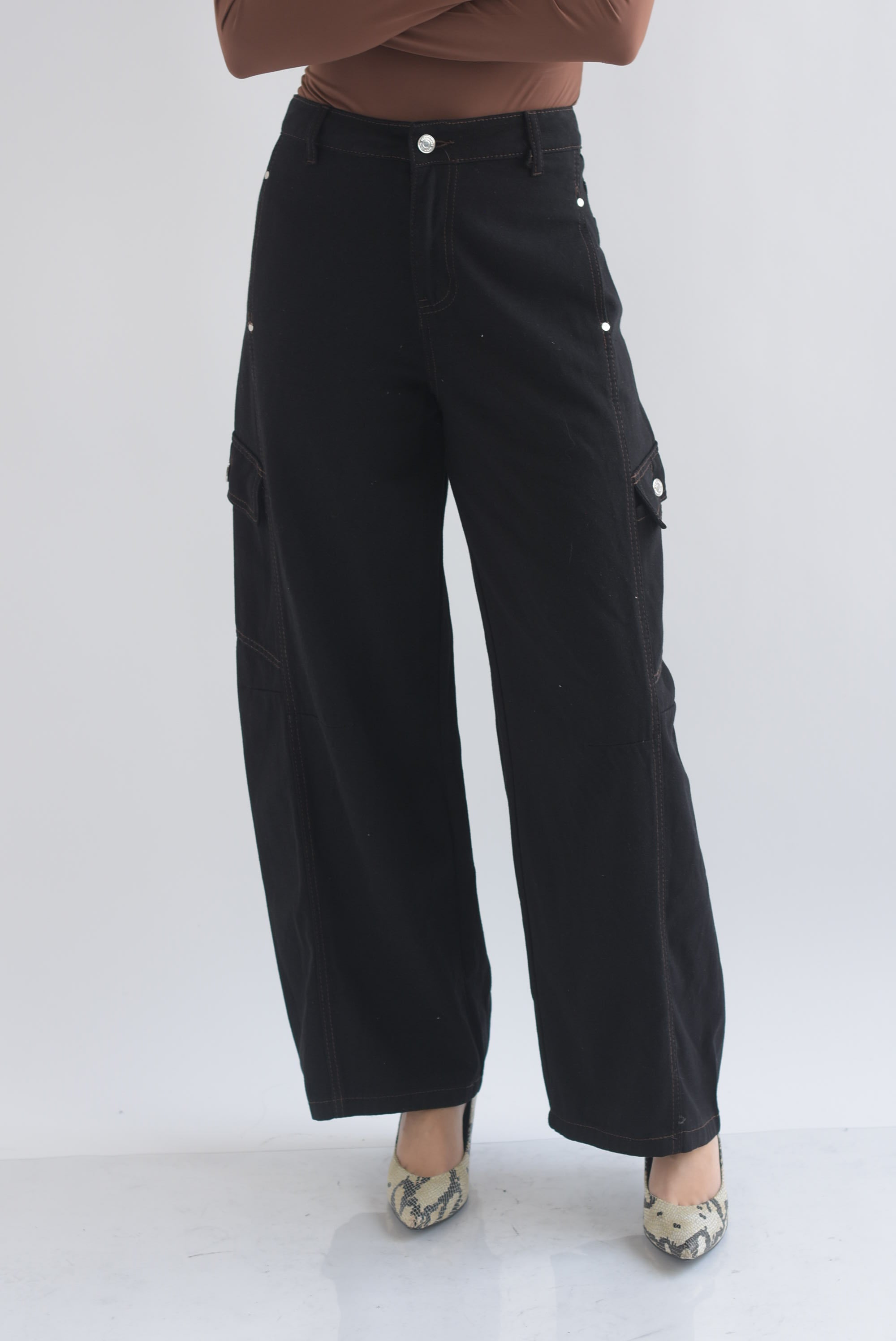 Jeans barrel costura