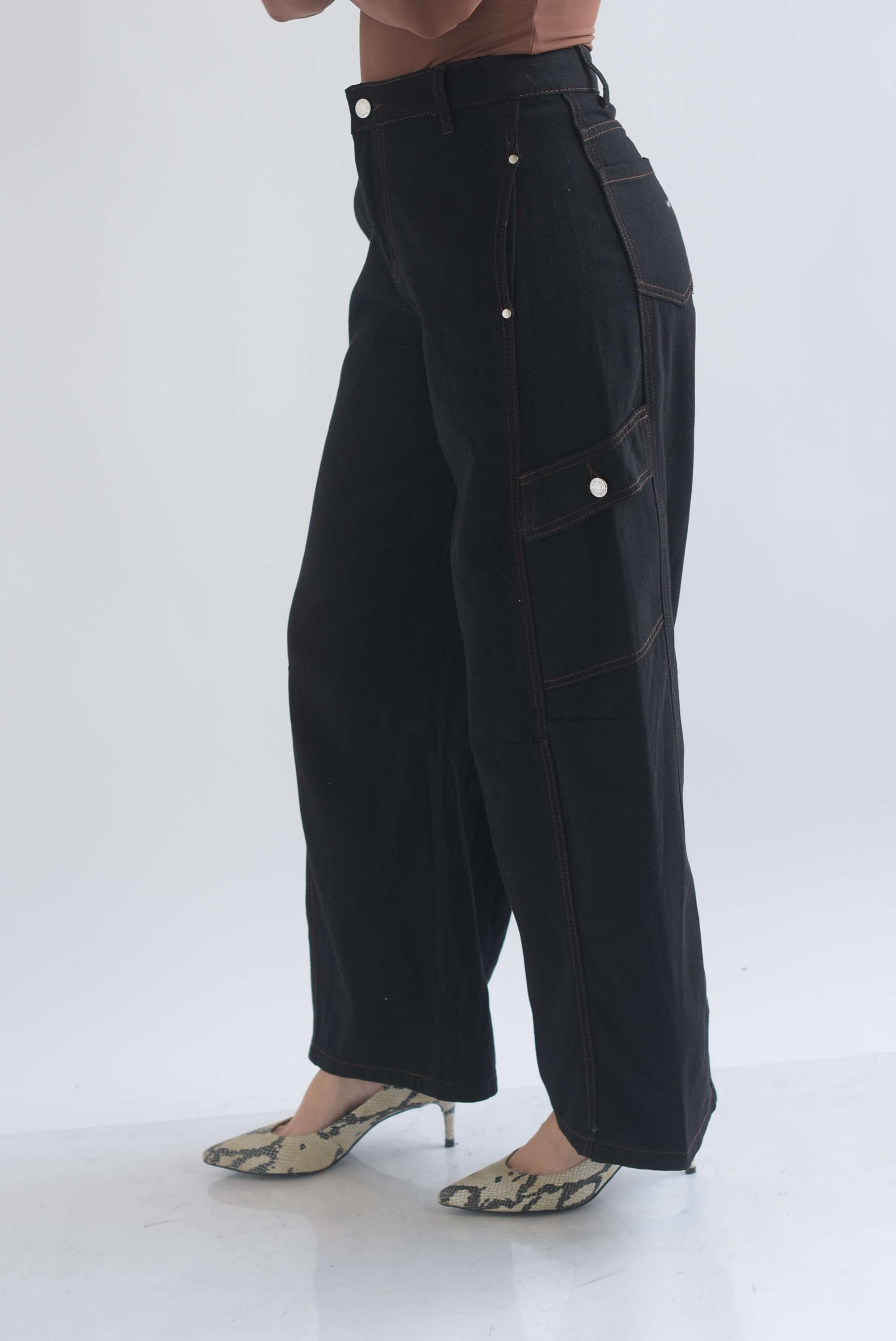 Jeans barrel costura