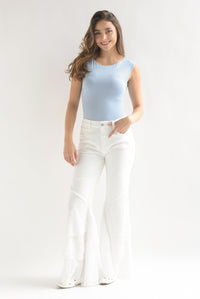 Fashion Styled Jeans campana encaje Blanco