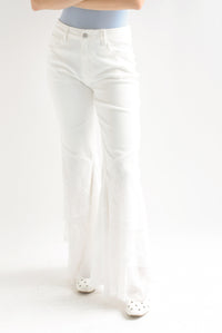 Fashion Styled Jeans campana encaje Blanco