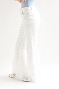 Fashion Styled Jeans campana encaje Blanco