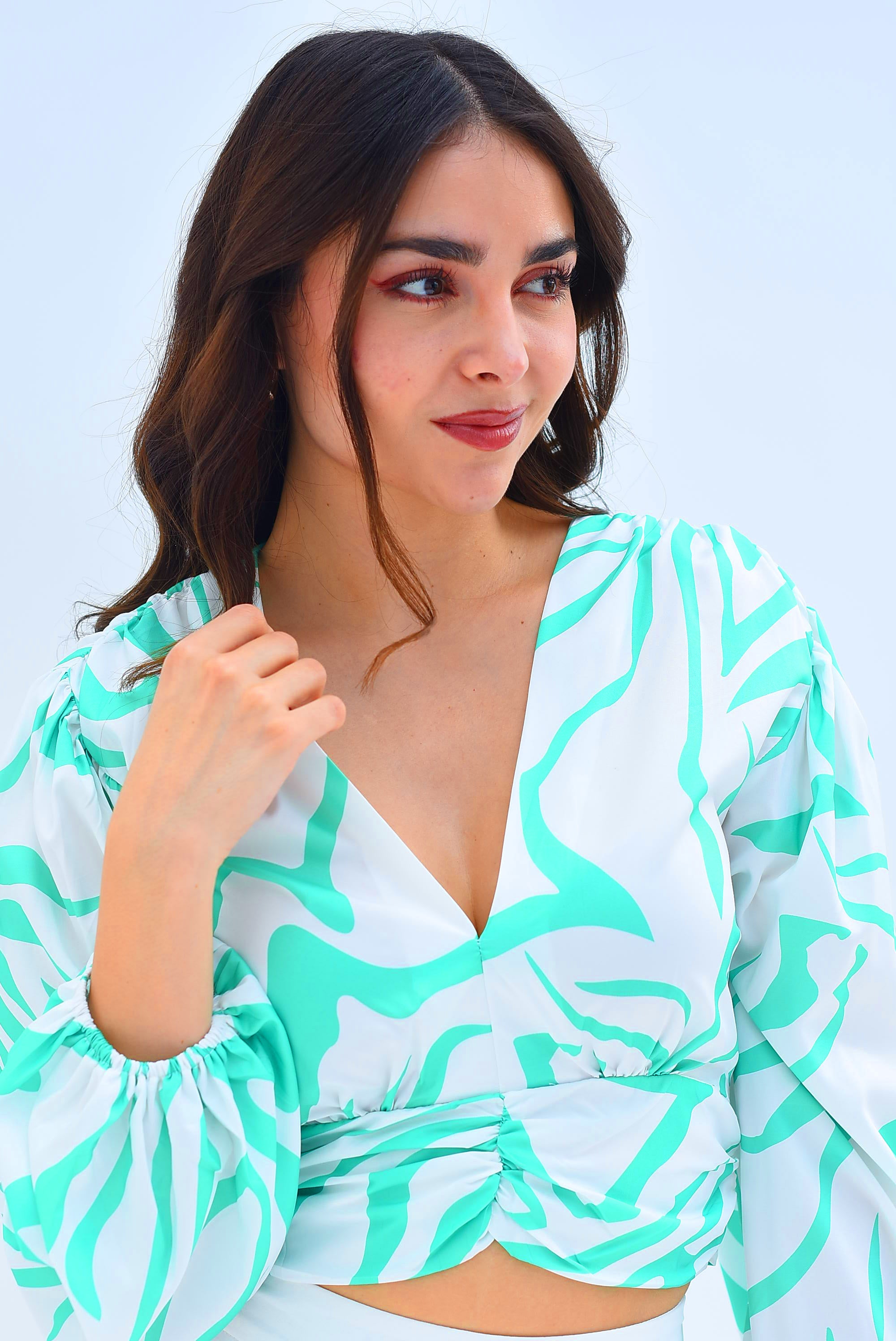 Blusa drapeada Zebra Menta