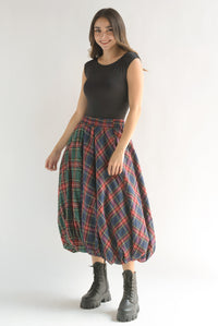 Fashion Styled Falda globo cuadro escocés