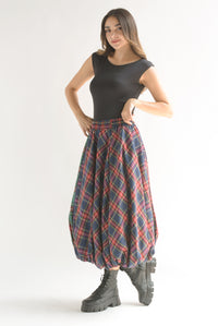 Fashion Styled Falda globo cuadro escocés