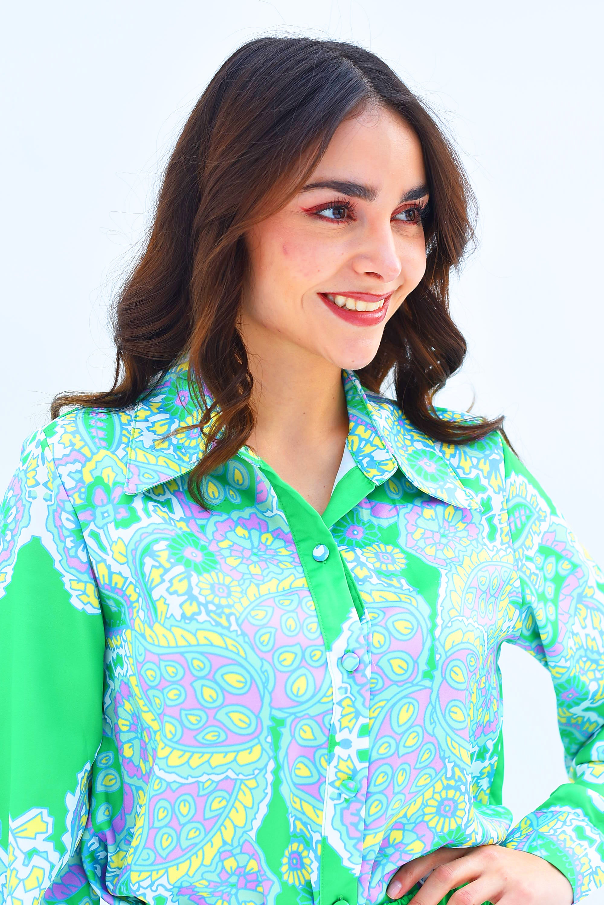 Camisa larga garigol satín Verde