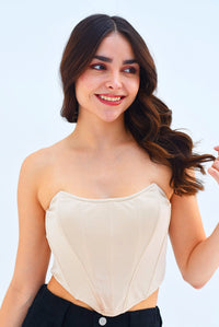 Fashion Styled Corset varillas strapless Nude