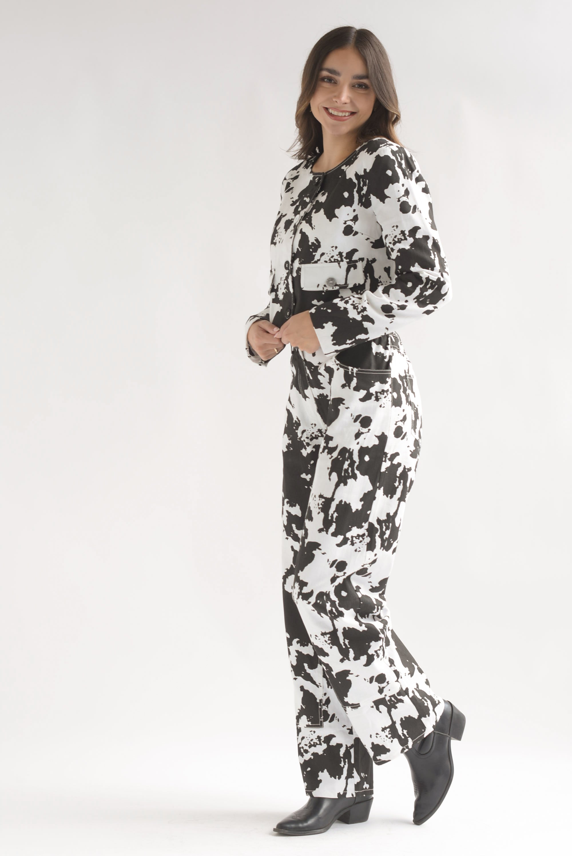 Set Pantalón y Blazer crop Cow Denim