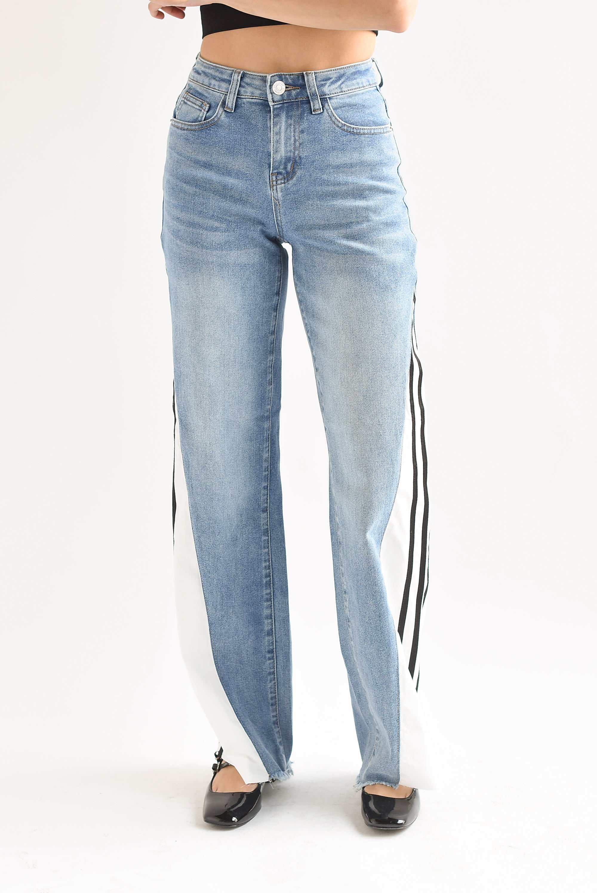 Jeans franja blanca Track