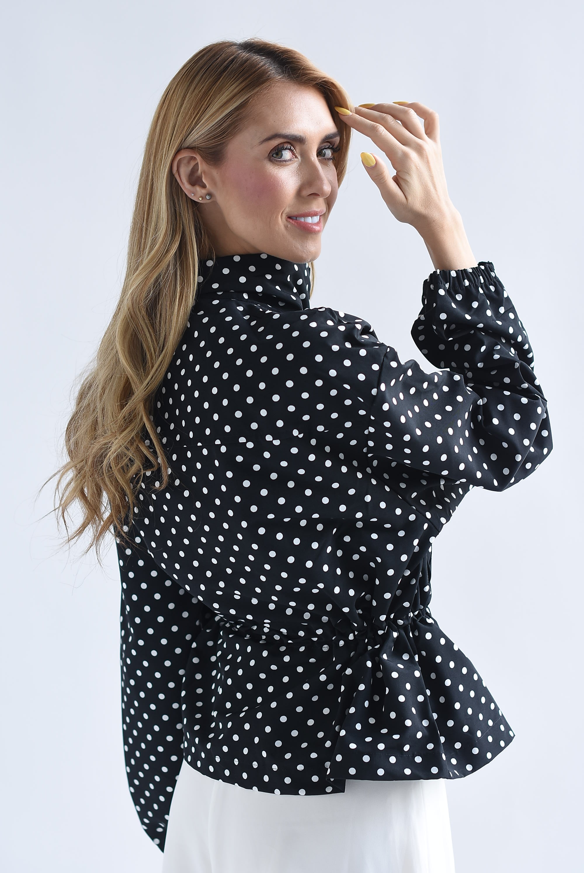 Chamarra jareta peplum polka dots