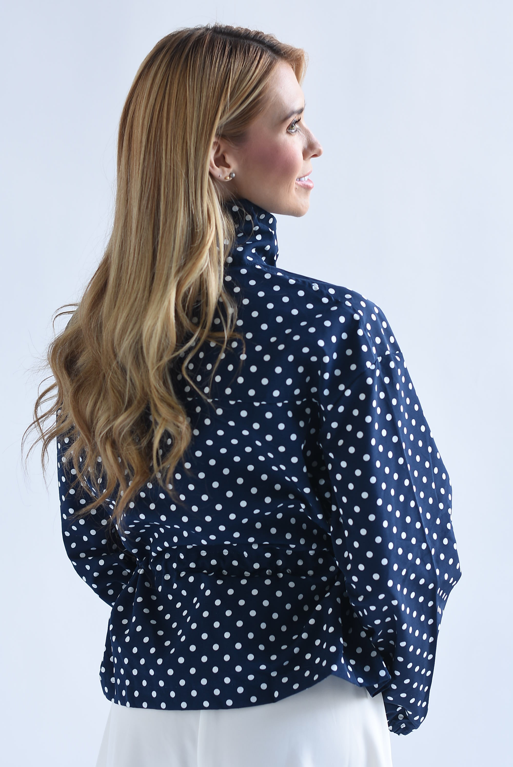 Chamarra jareta peplum polka dots