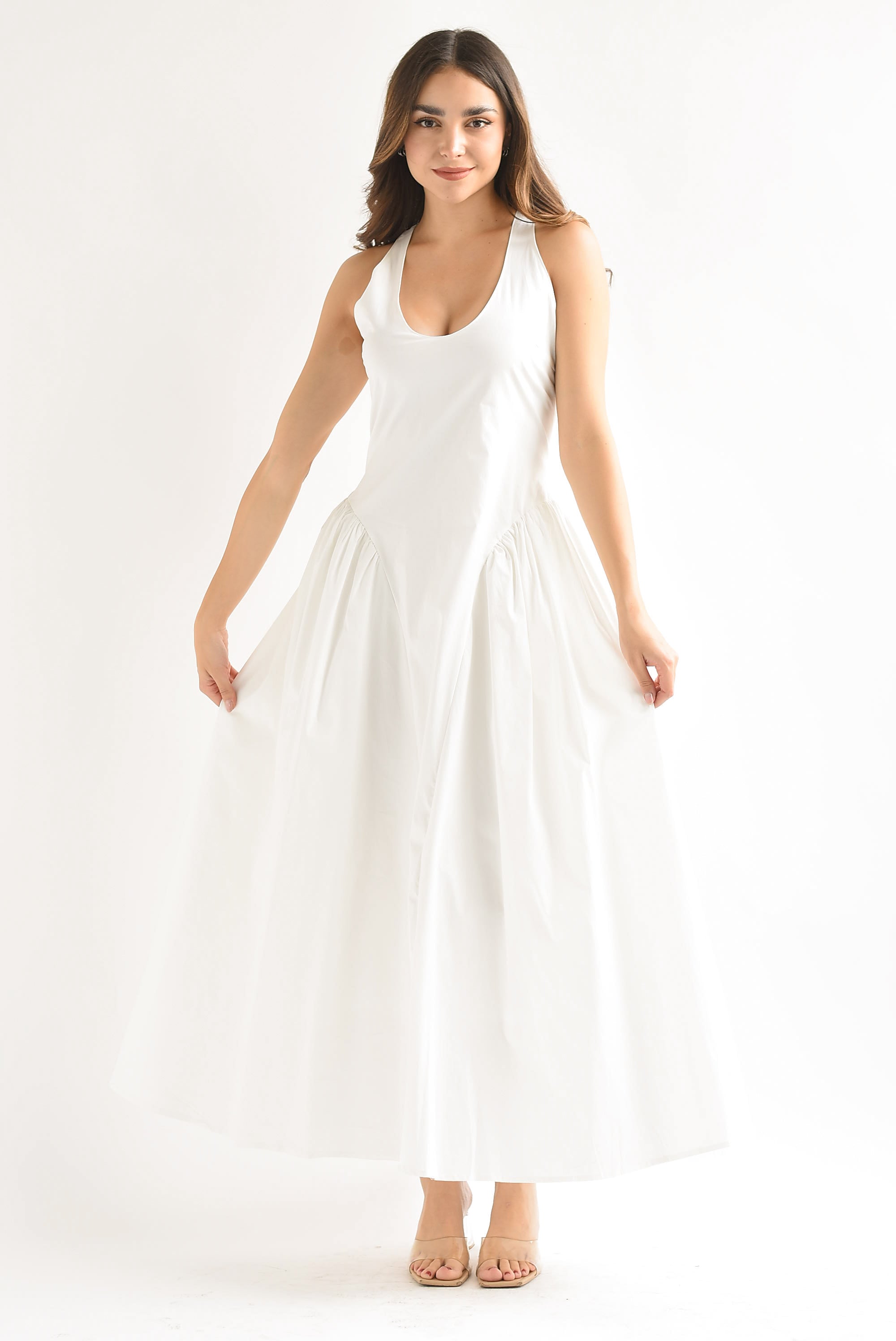 Vestido largo torso largo Blanco