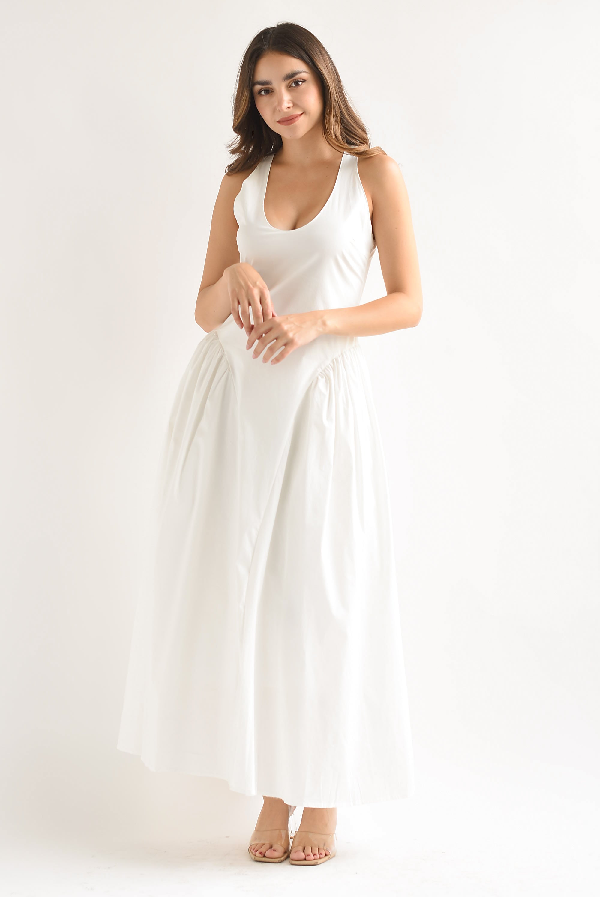 Vestido largo torso largo Blanco