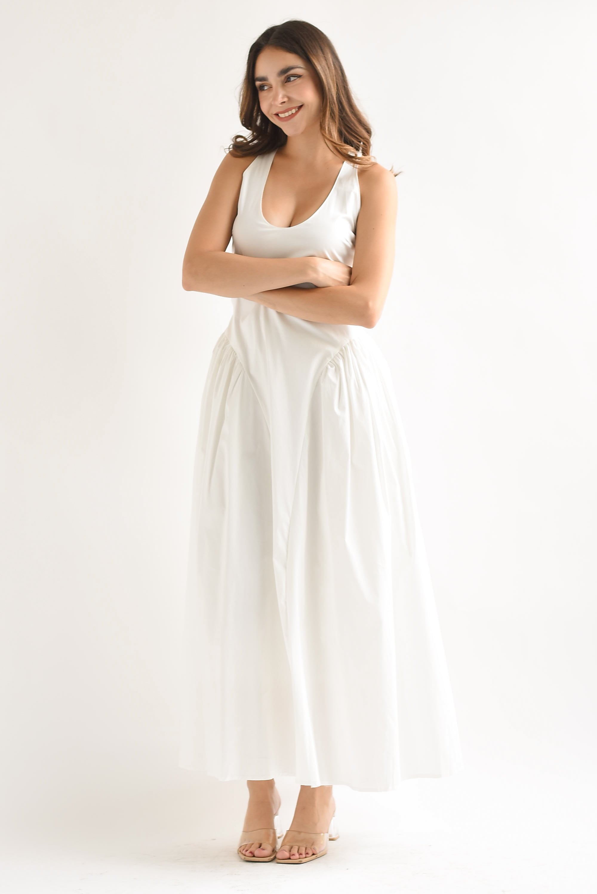 Vestido largo torso largo Blanco