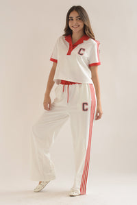 Fashion Styled Set Pantalón y Blusa polo track Blanco